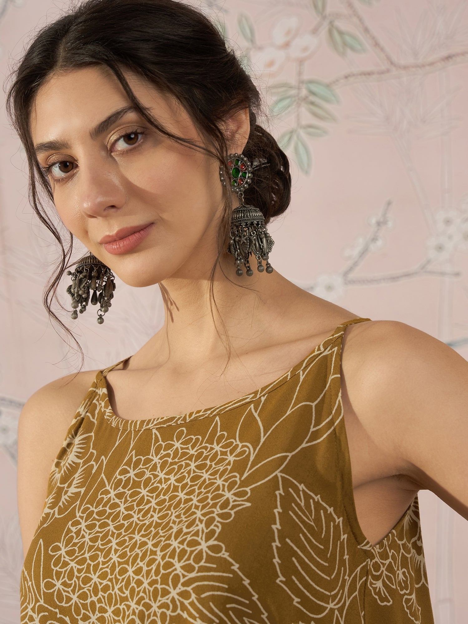 DARK YELLOW ROSE LEAF STRAPPY SET