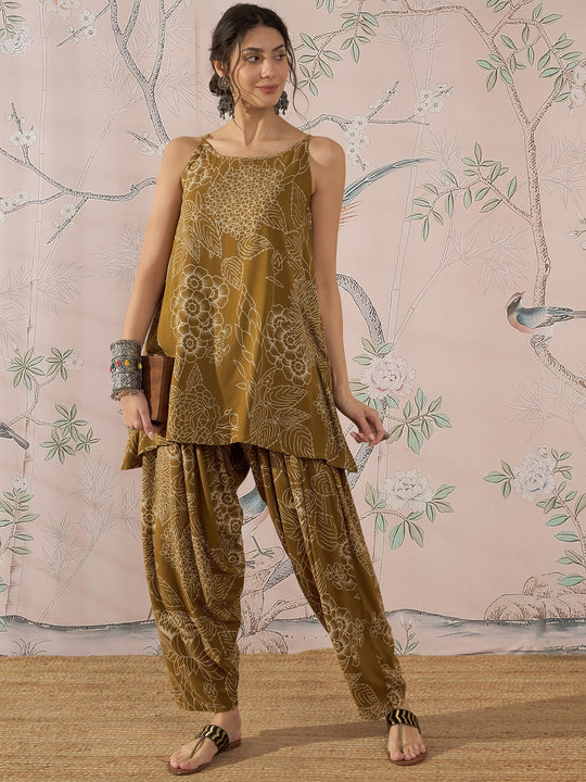 DARK YELLOW ROSE LEAF STRAPPY SET