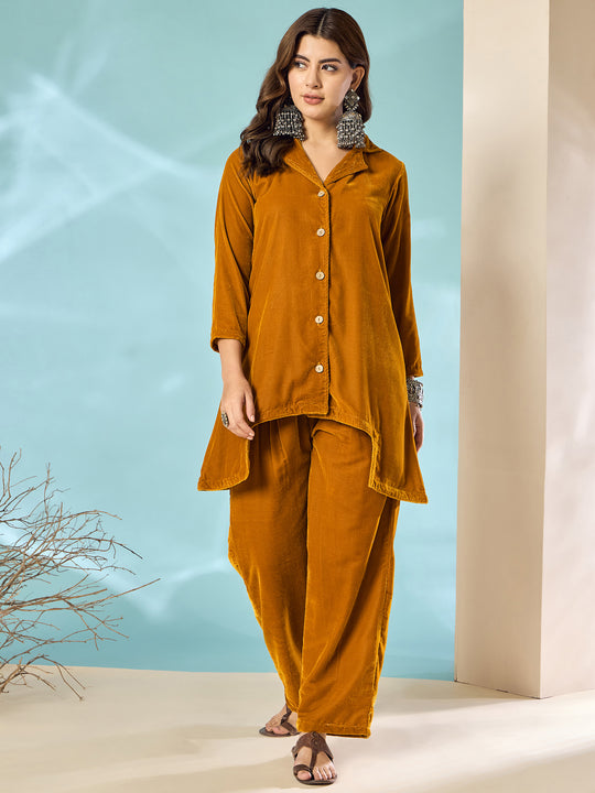 Marigold Velvet Blazer Coord Set
