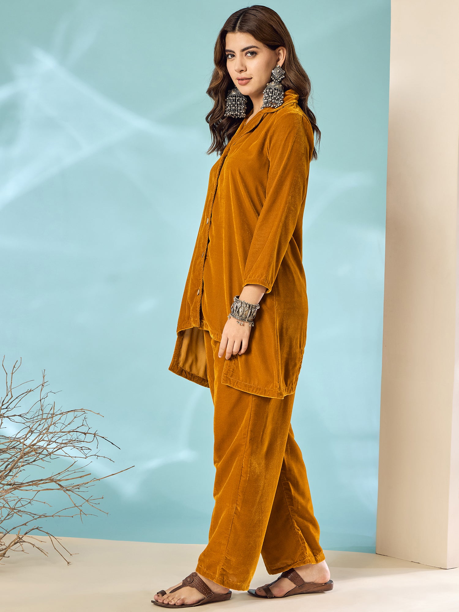 Marigold Velvet Blazer Coord Set