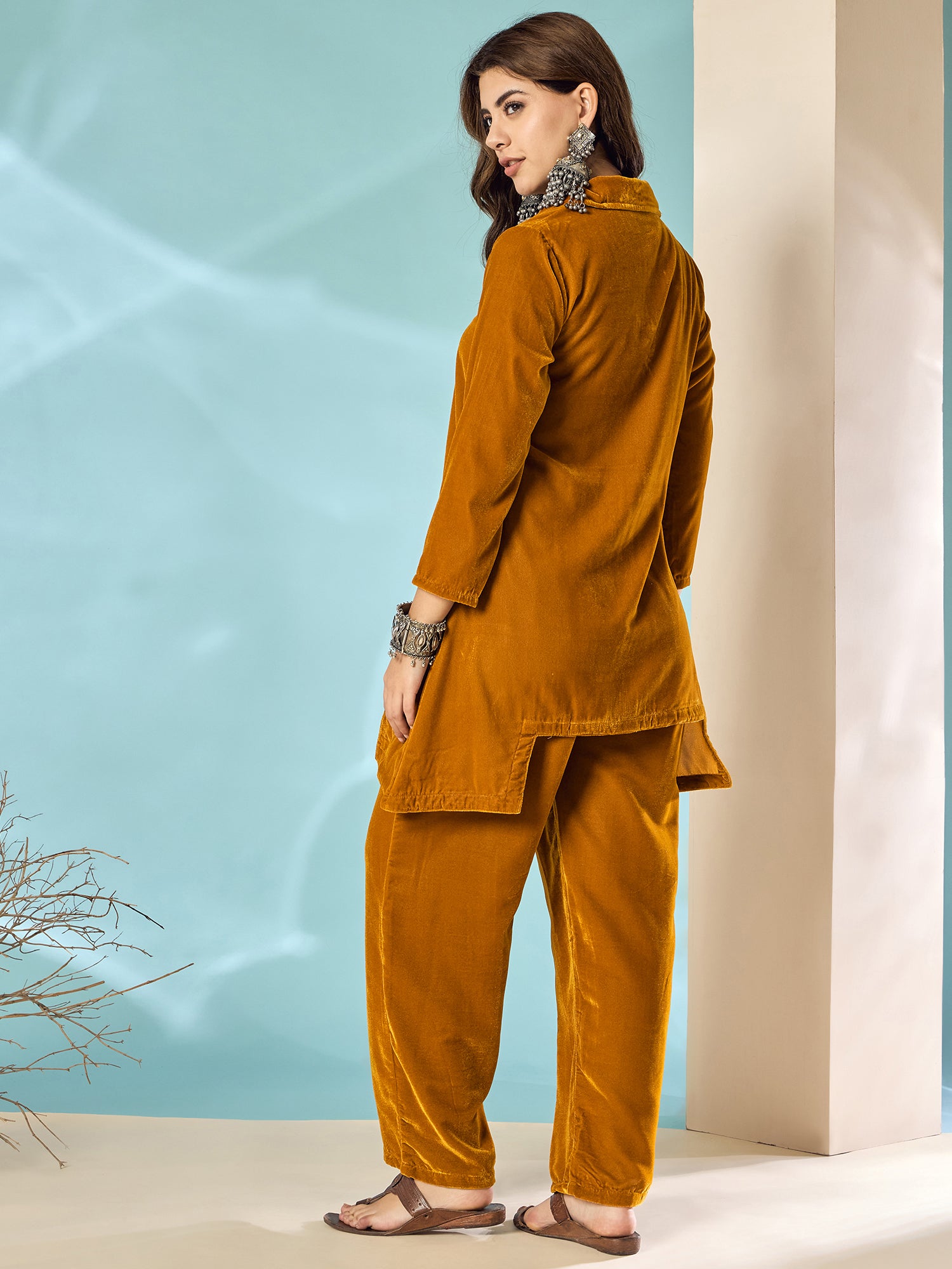 Marigold Velvet Blazer Coord Set