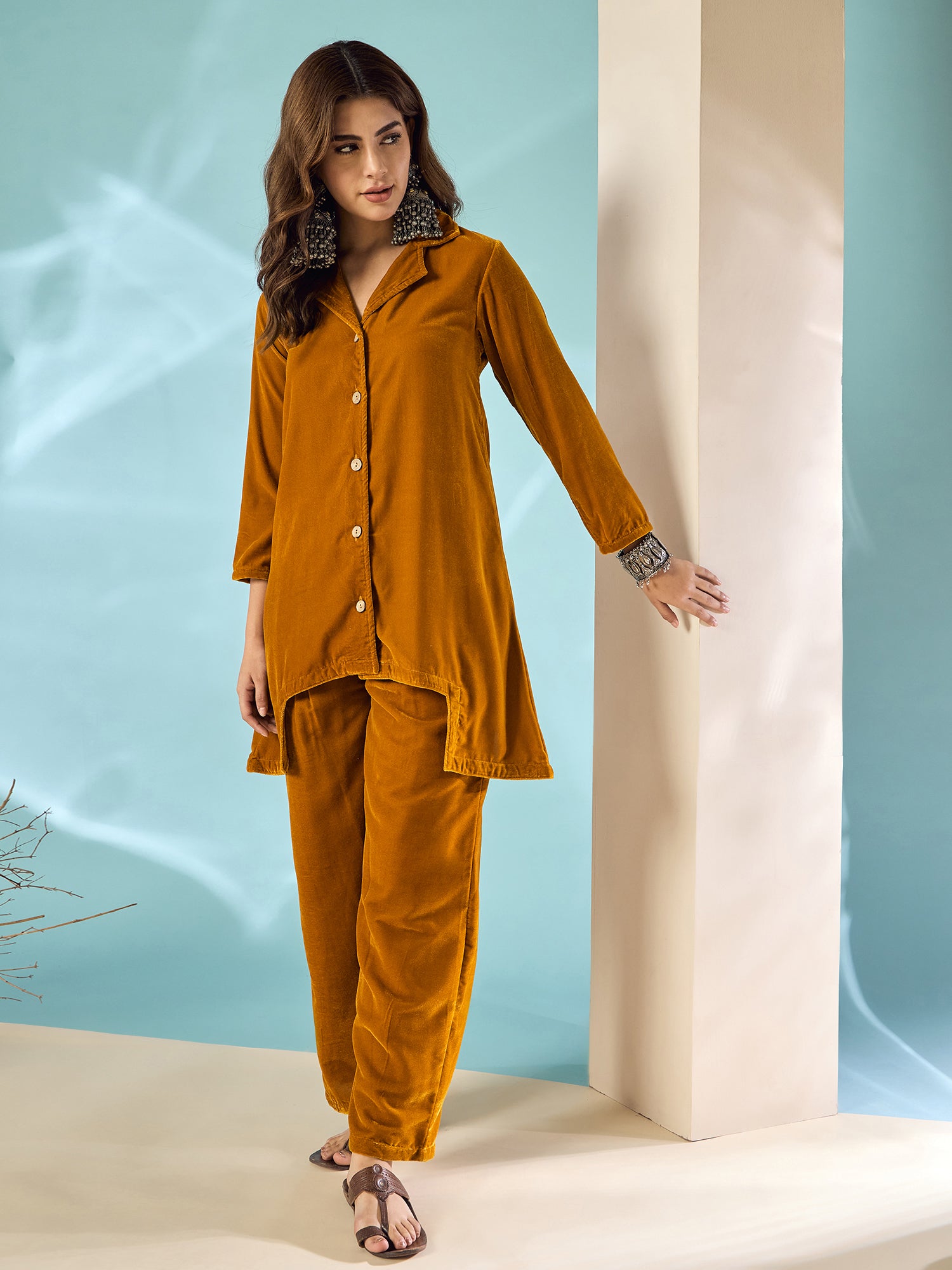 Marigold Velvet Blazer Coord Set