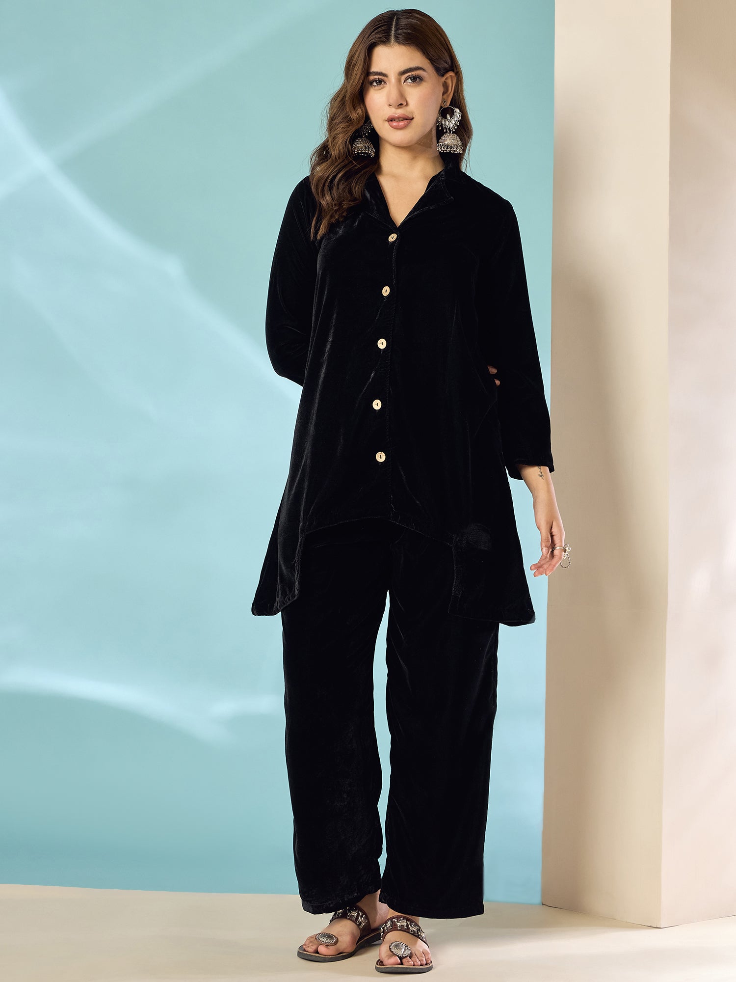 Black Velvet Blazzer Coord Set