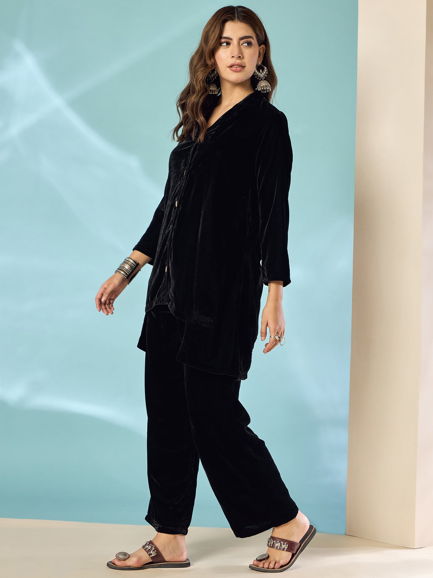 Black Velvet Blazzer Coord Set