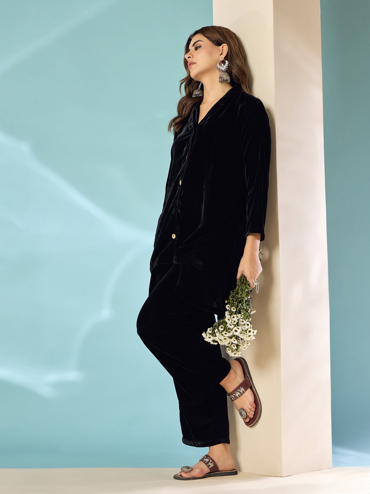 Black Velvet Blazzer Coord Set