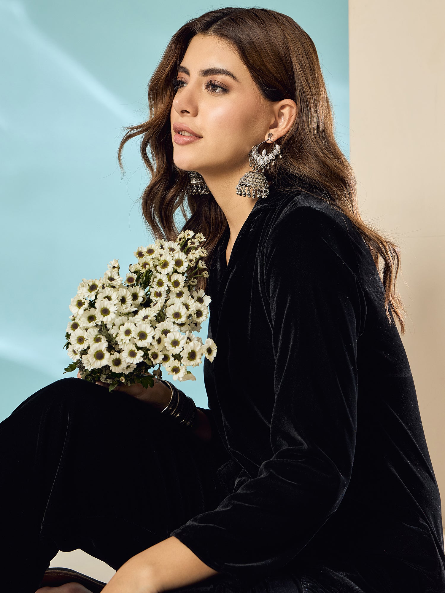 Black Velvet Blazzer Coord Set