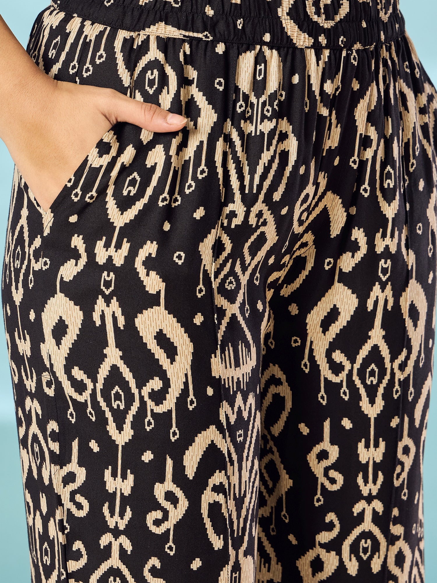 Black Damask Print Waistcoat Coord