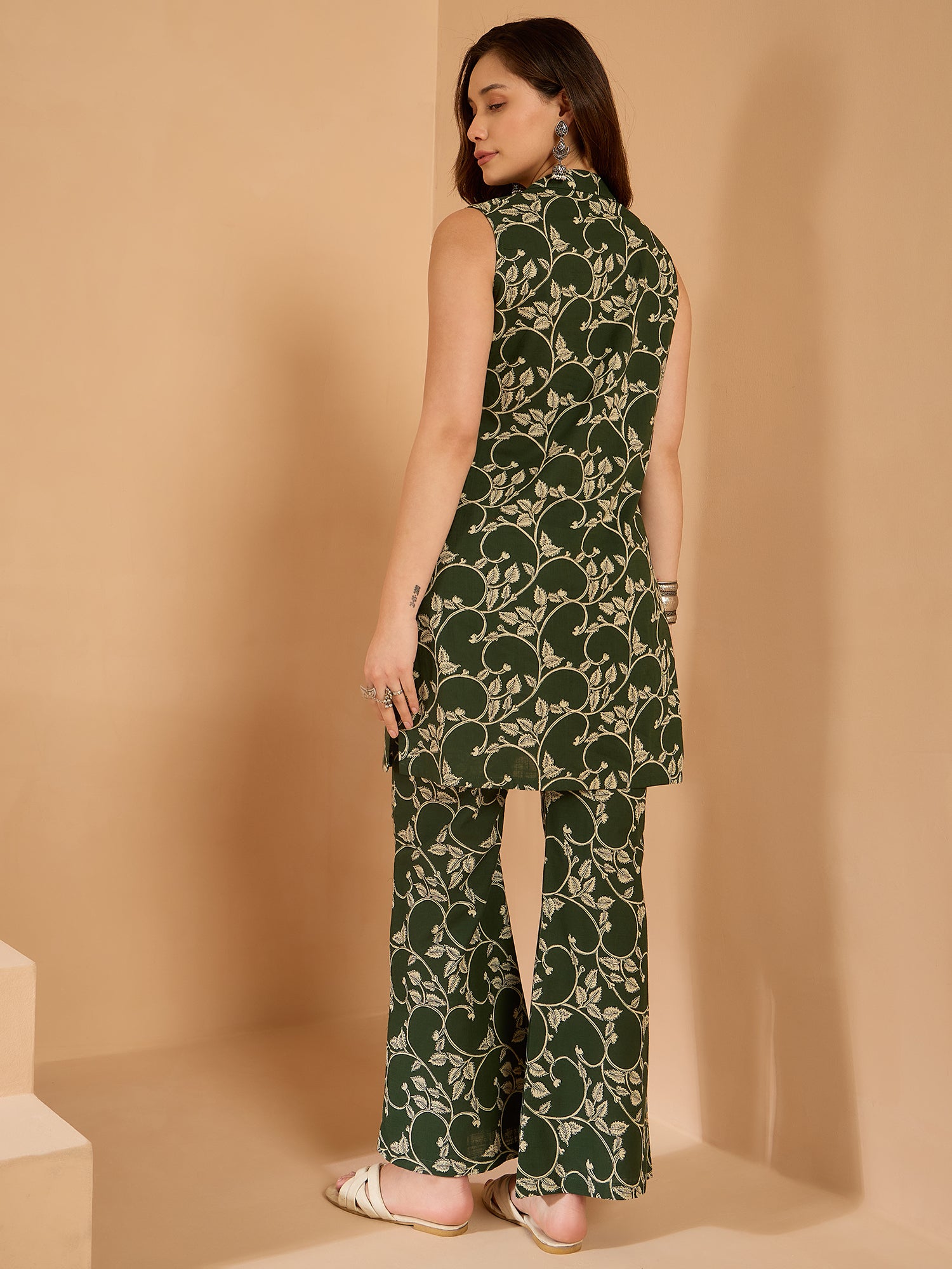 Green Leaf Jaal Narrow Pant Set