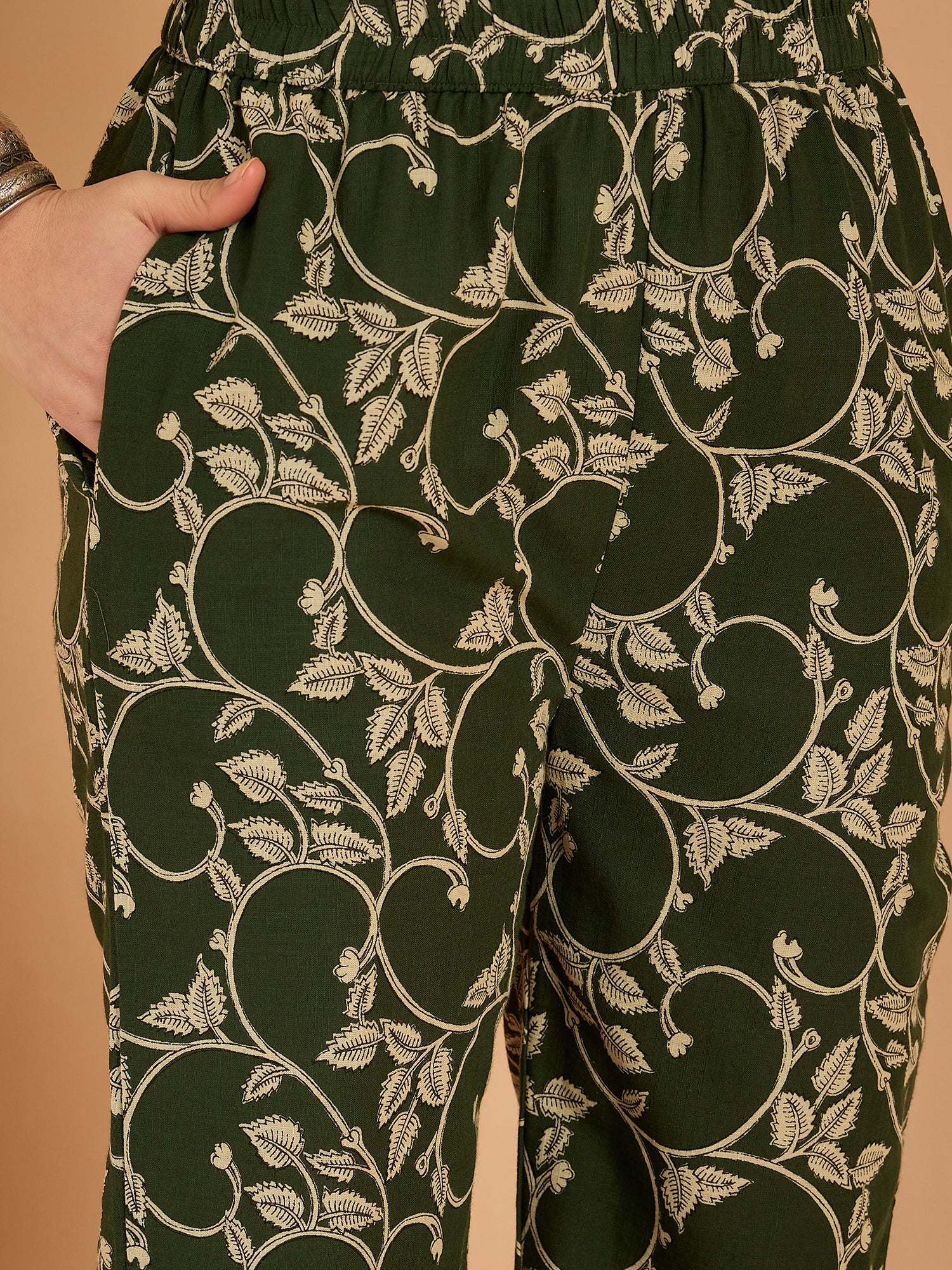 Green Leaf Jaal Narrow Pant Set