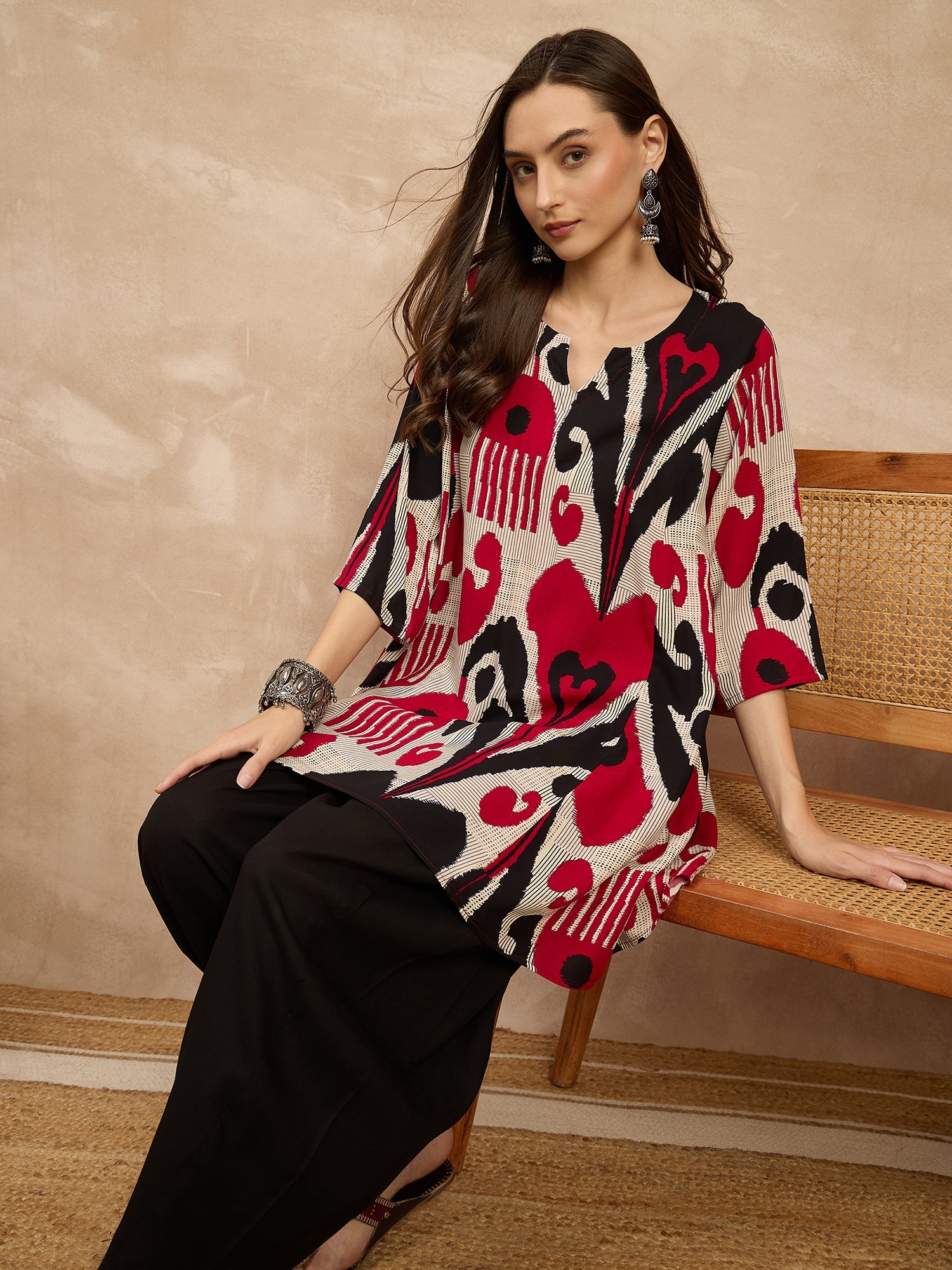 Beige Maroon Ikat Balloon Co-Ods