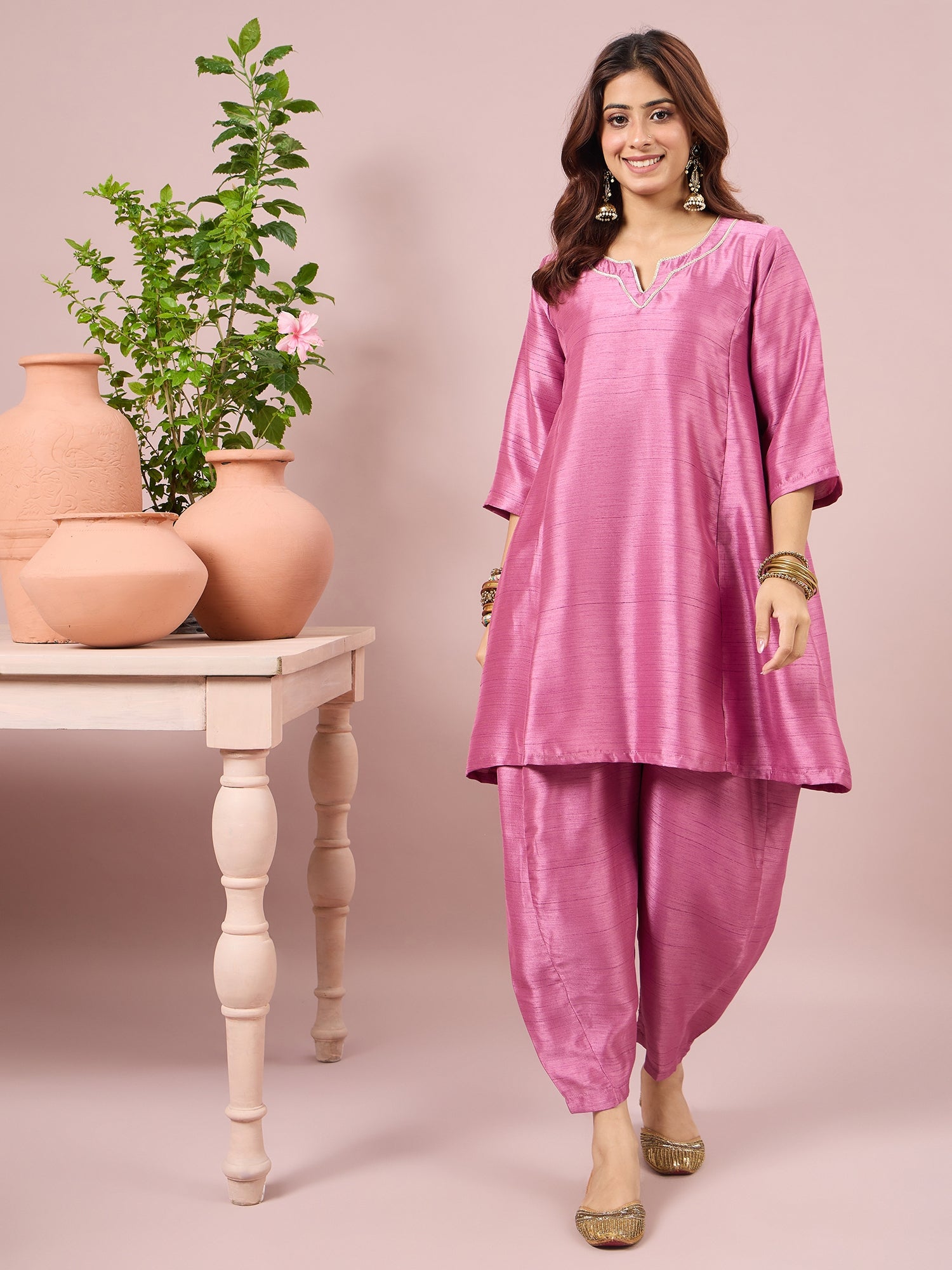 Dull Pink Peplum Balloon Coord Set (To be dispatched in 7 -10 days)