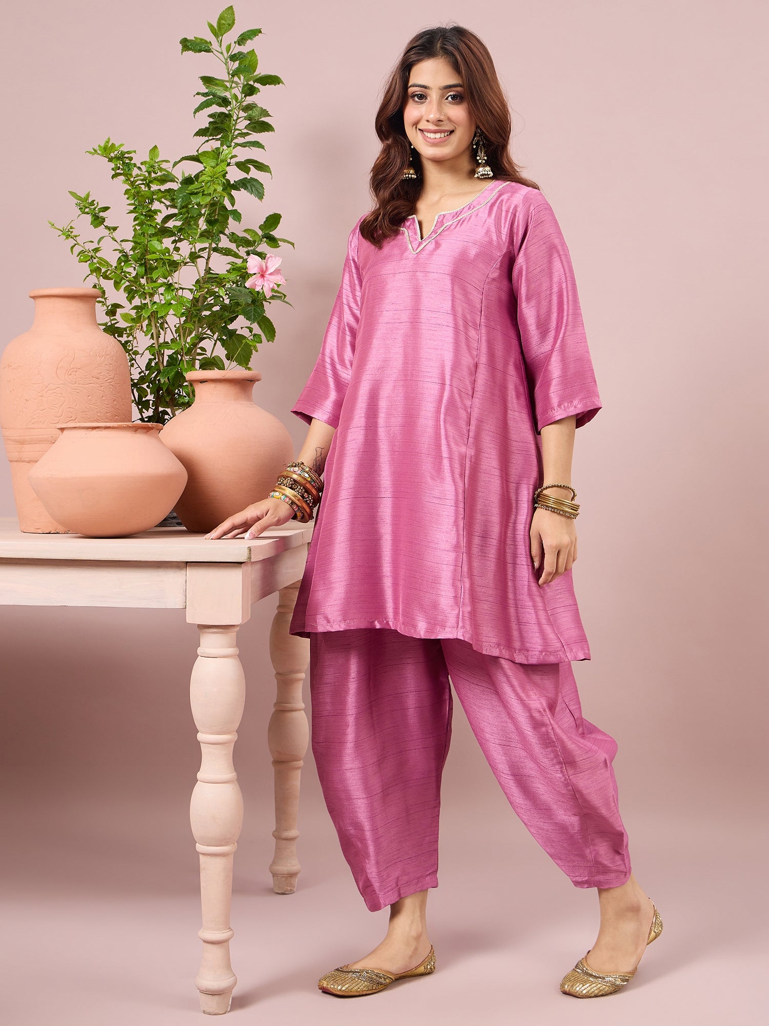 Dull Pink Peplum Balloon Coord Set (To be dispatched in 7 -10 days)