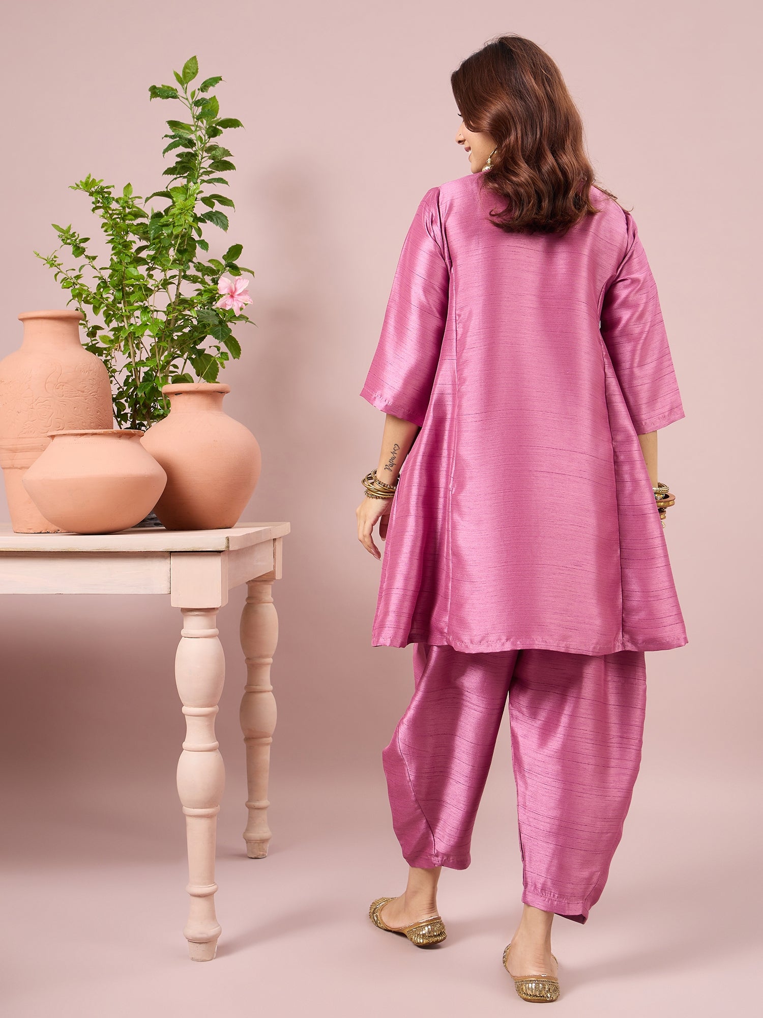 Dull Pink Peplum Balloon Coord Set (To be dispatched in 7 -10 days)