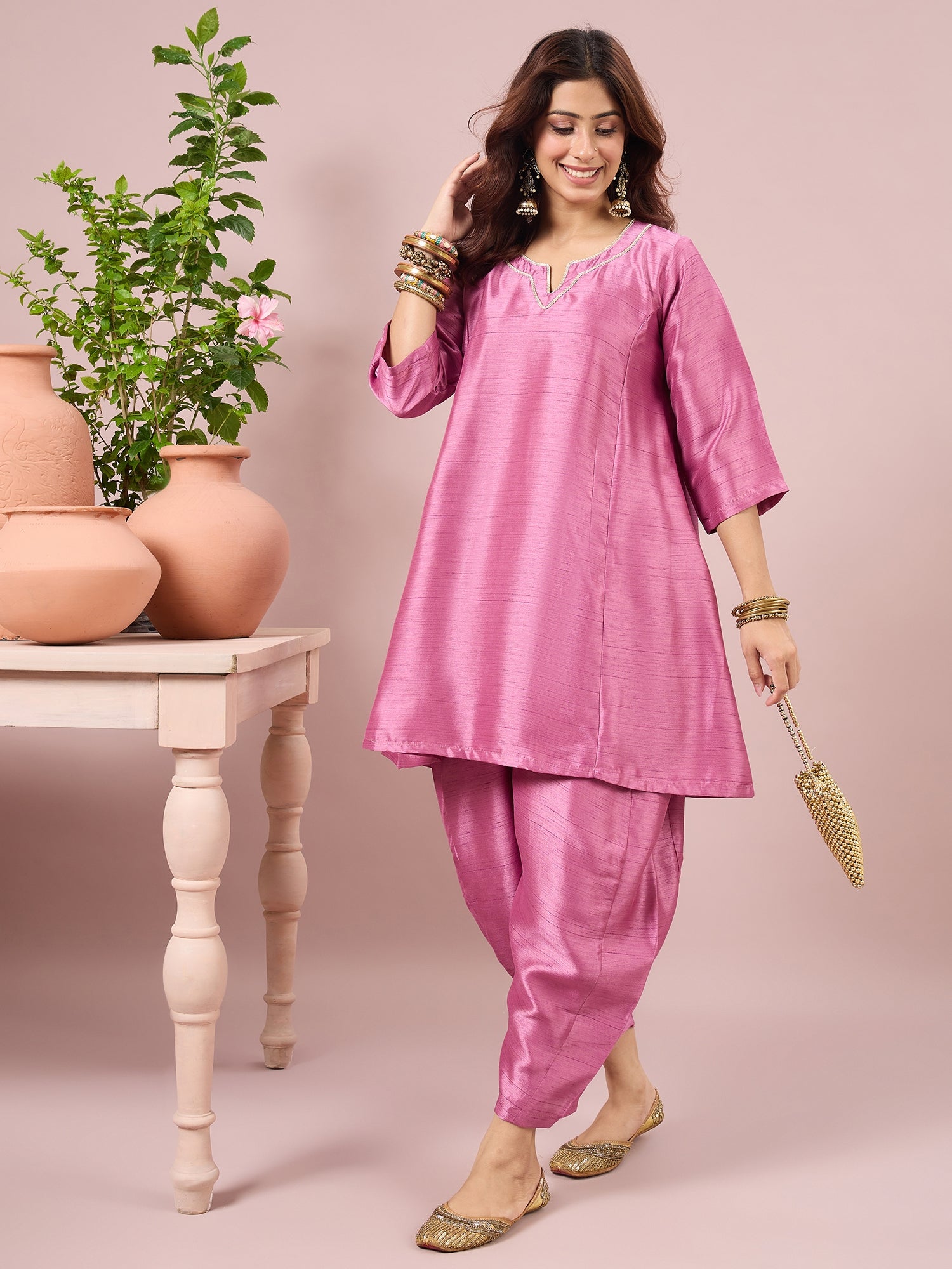 Dull Pink Peplum Balloon Coord Set (To be dispatched in 7 -10 days)