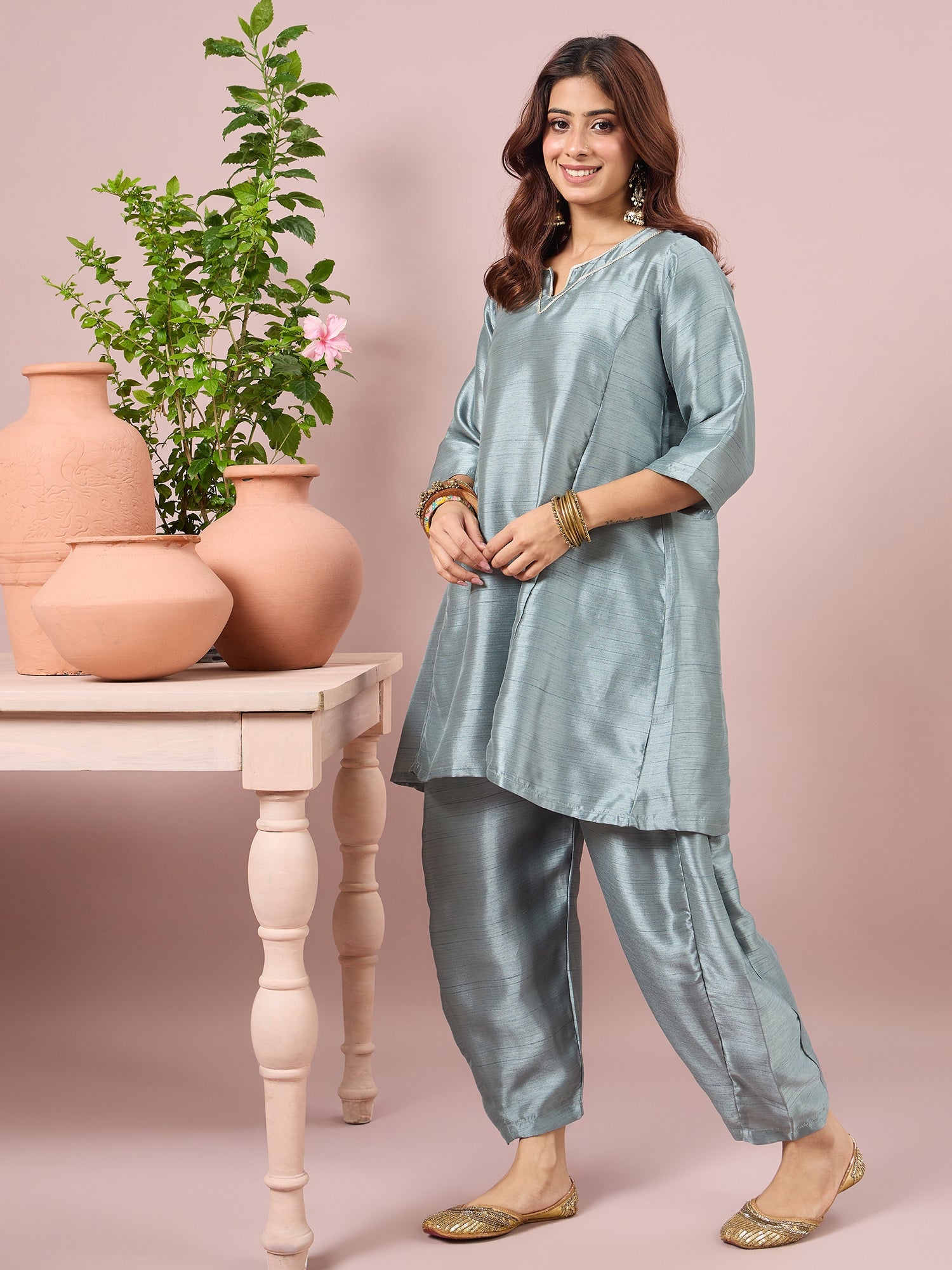 Sage Green Peplum Balloon Coord Set (To be dispatched in 7 -10 days)