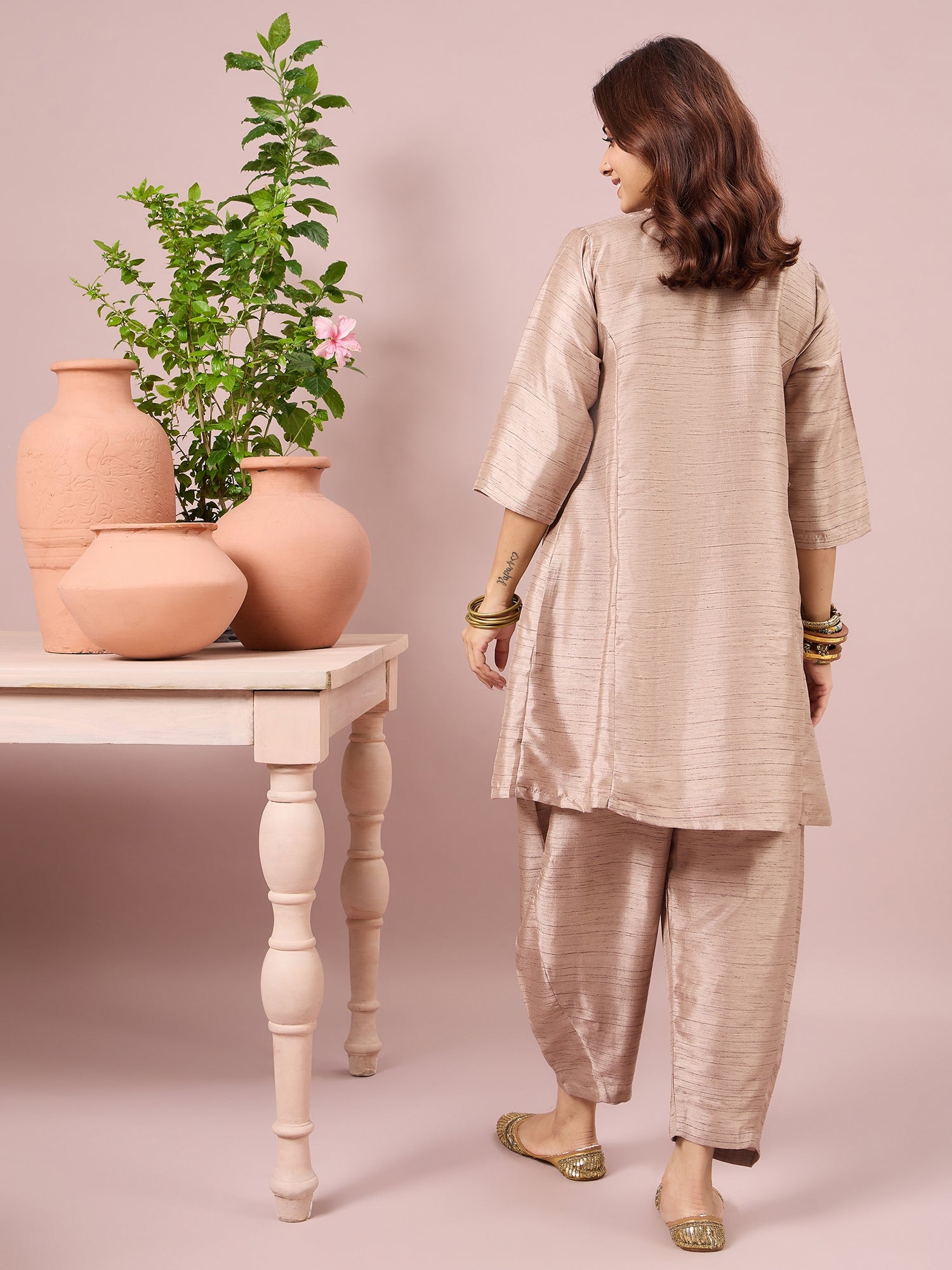 Beige Cream Peplum Balloon Coord Set (To be dispatched in 7 -10 days)
