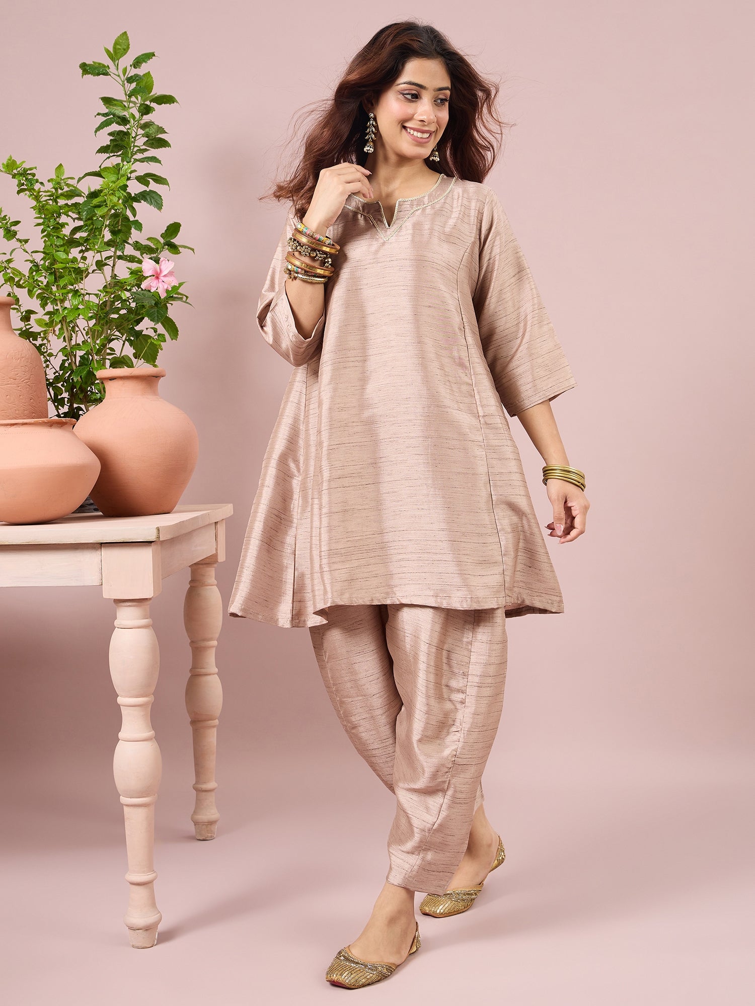 Beige Cream Peplum Balloon Coord Set (To be dispatched in 7 -10 days)