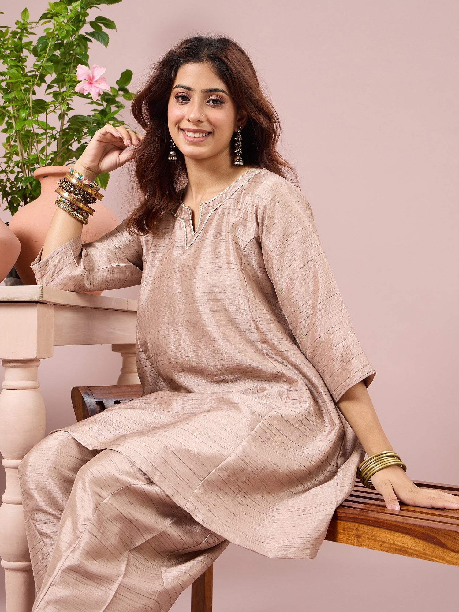 Beige Cream Peplum Balloon Coord Set (To be dispatched in 7 -10 days)