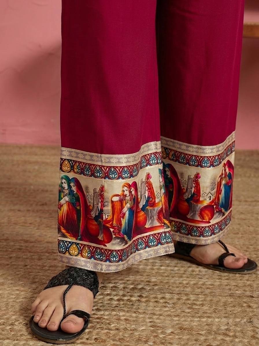 Maroon Art Border Button Coord Set (To be dispatched in 7 -10 days)