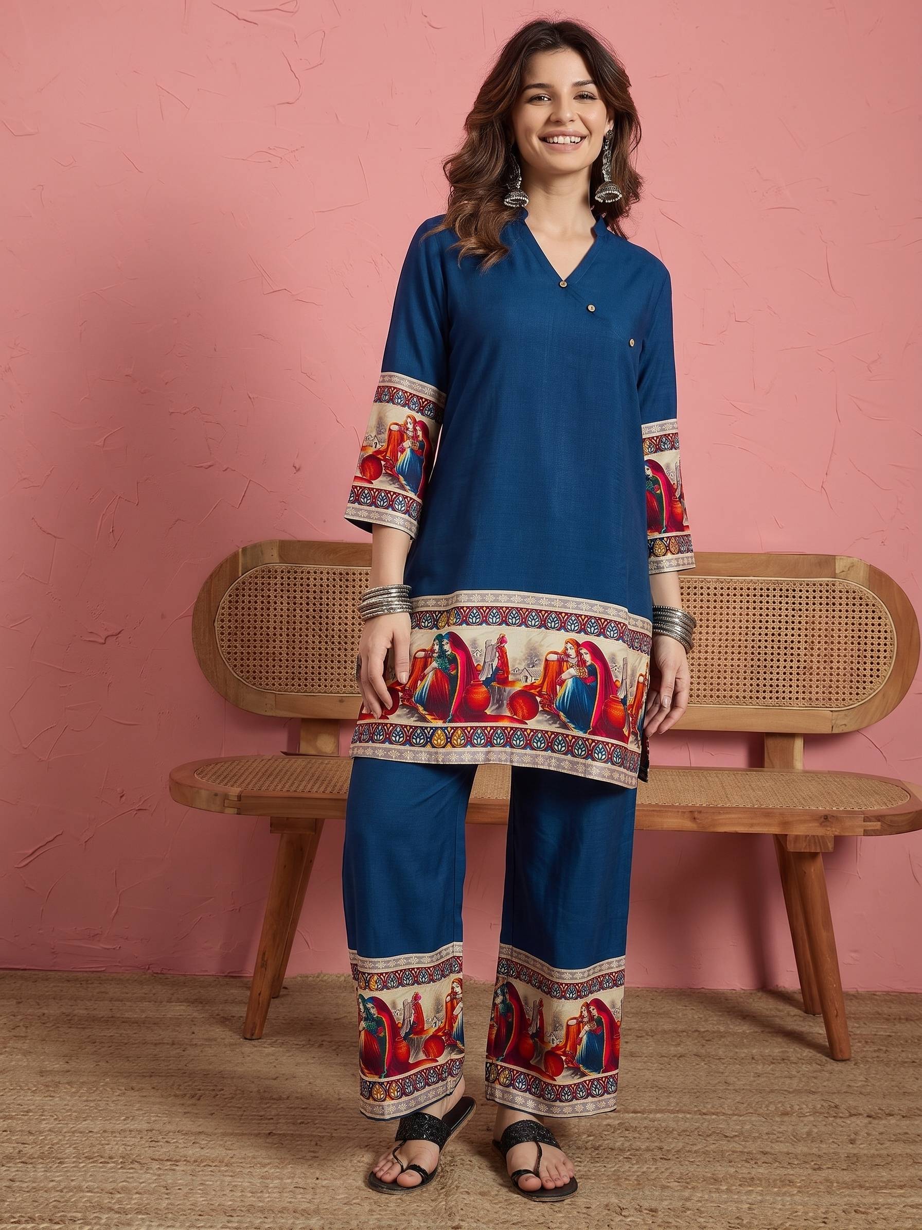 Peacock Teal Art Border Button Coord Set (To be dispatched in 7 -10 days)