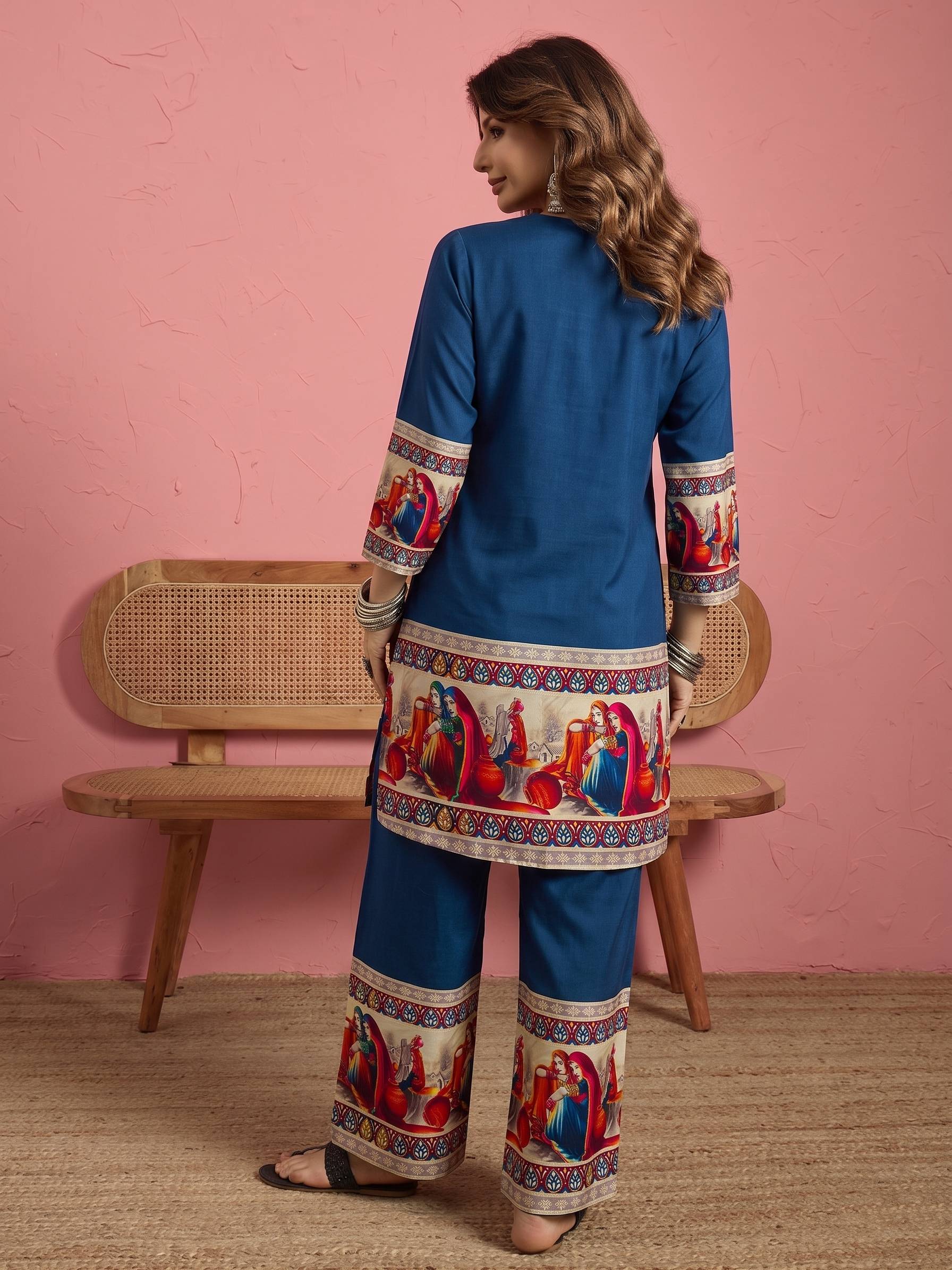 Peacock Teal Art Border Button Coord Set (To be dispatched in 7 -10 days)