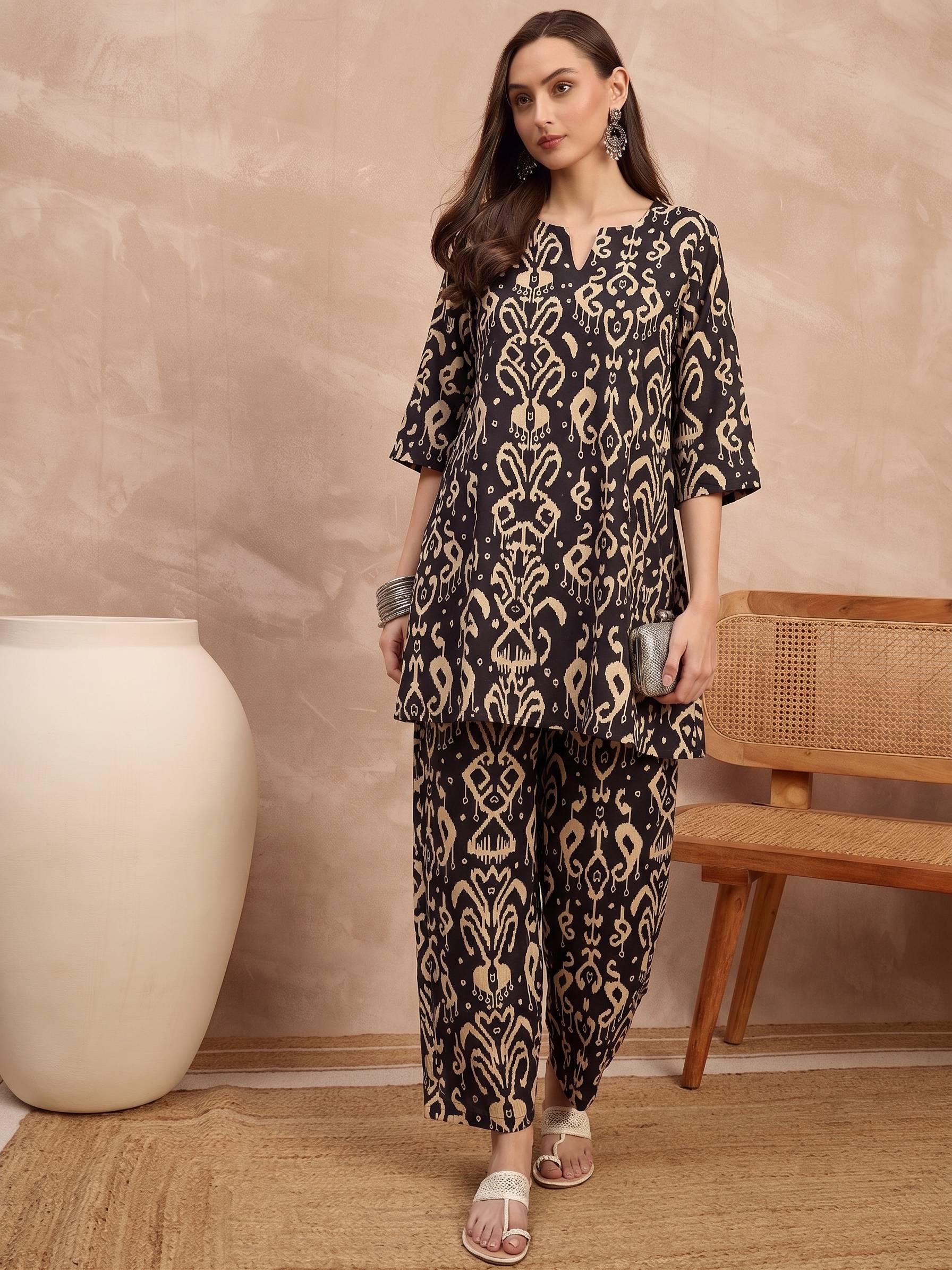 Black Damask Baloon Coord Set  (To be dispatched in 7 -10 days)