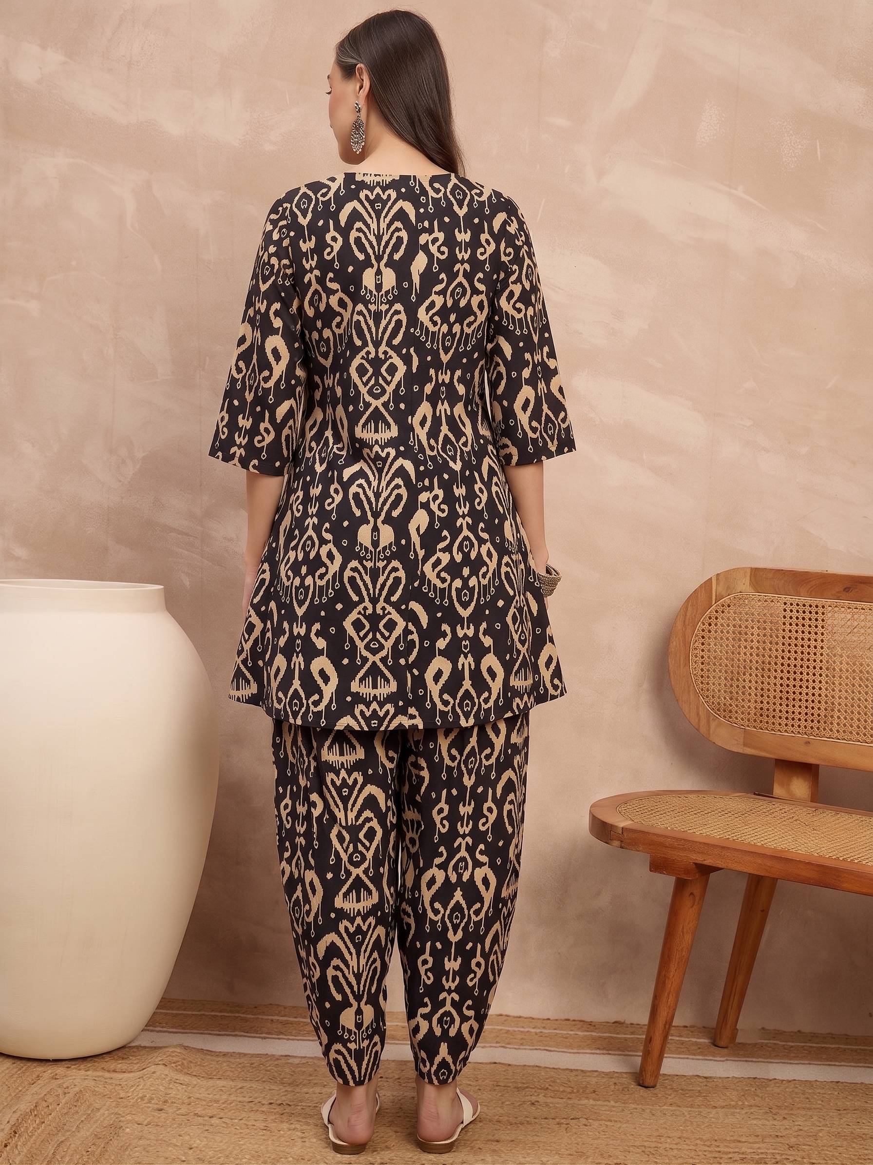 Black Damask Baloon Coord Set  (To be dispatched in 7 -10 days)