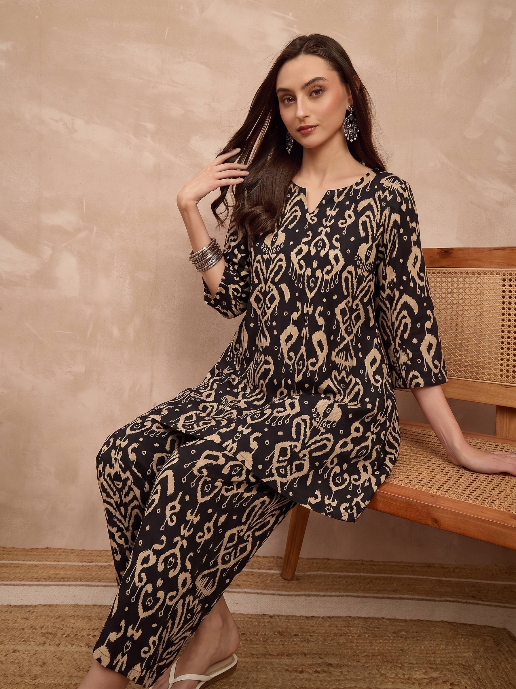 Black Damask Baloon Coord Set  (To be dispatched in 7 -10 days)