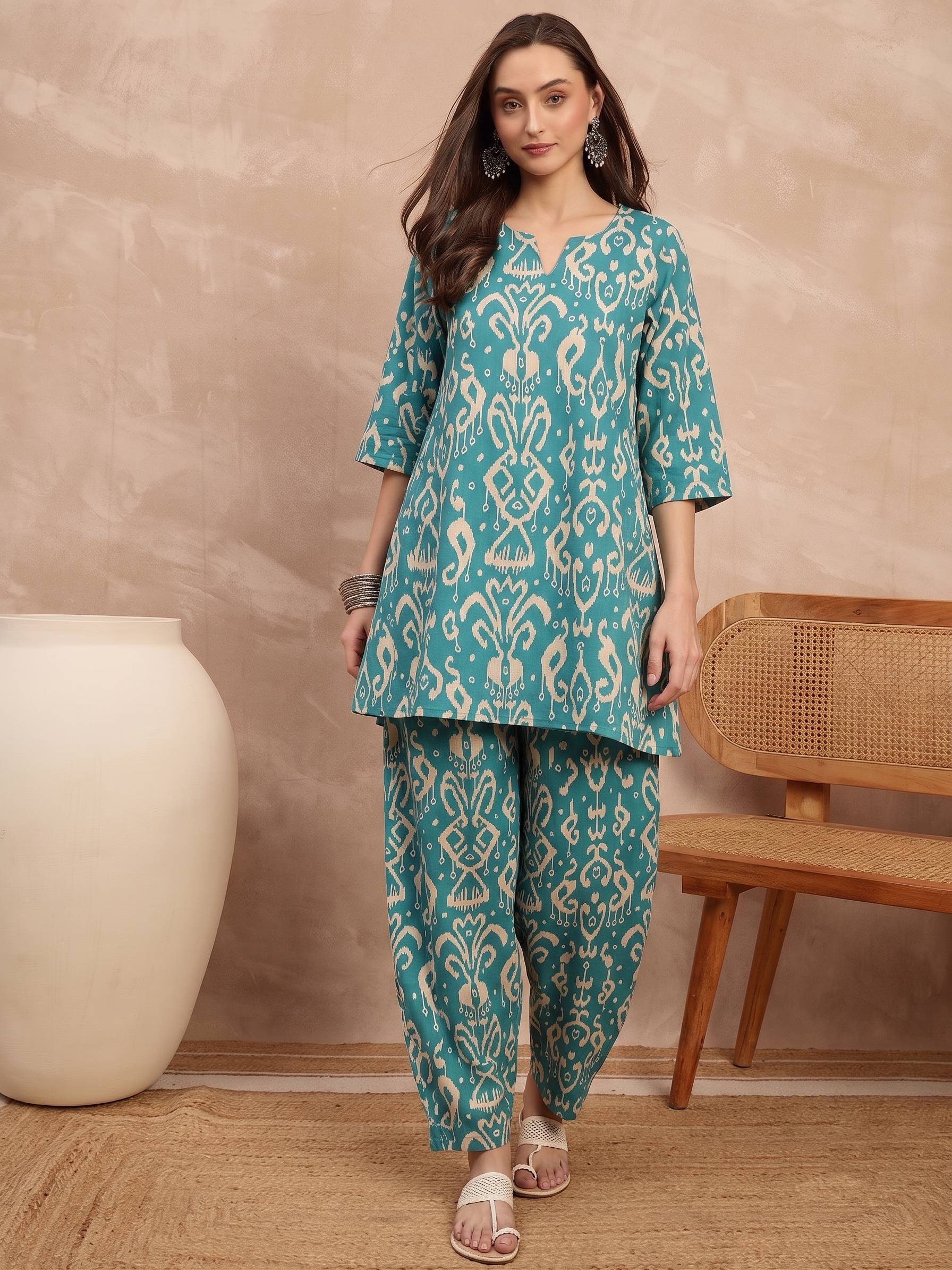 Teal Damask Balloon Coord Set (To be dispatched in 7 -10 days)