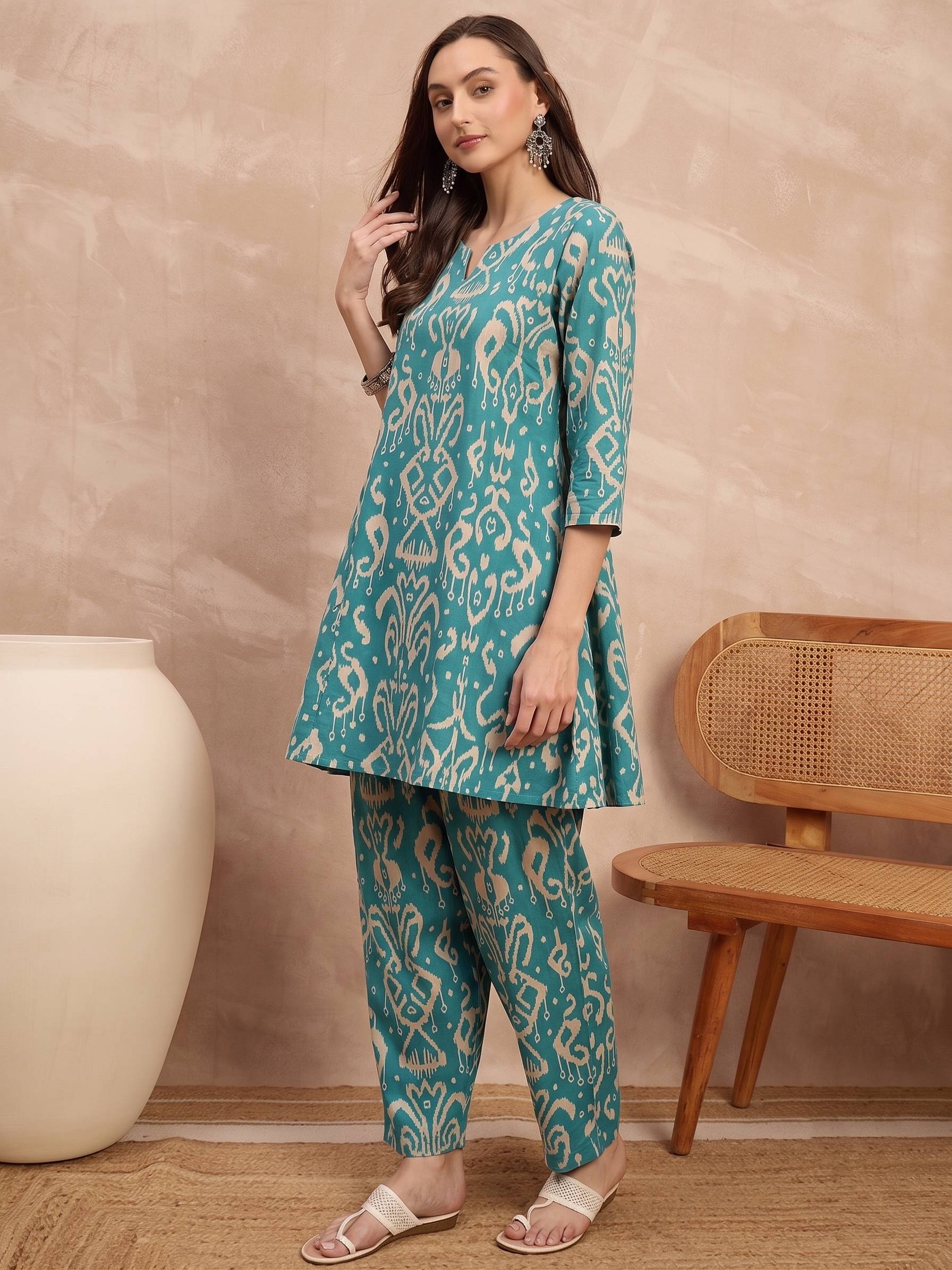 Teal Damask Balloon Coord Set (To be dispatched in 7 -10 days)