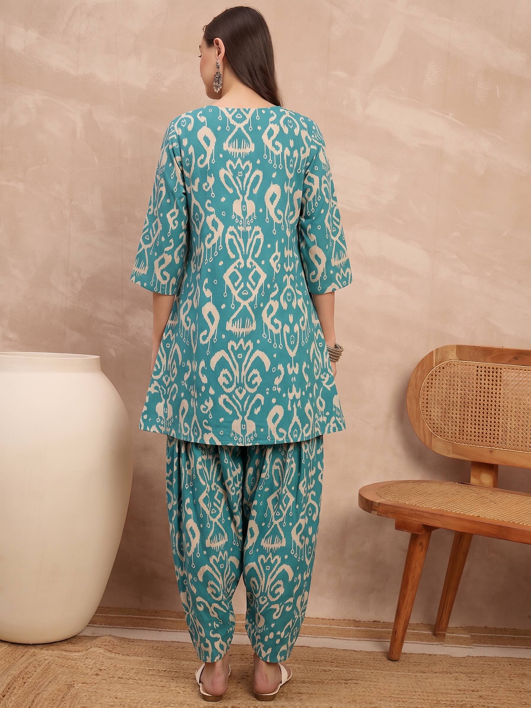 Teal Damask Balloon Coord Set (To be dispatched in 7 -10 days)