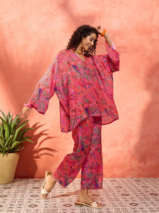 Orange Pink Abstract Boho Co-Ord Set