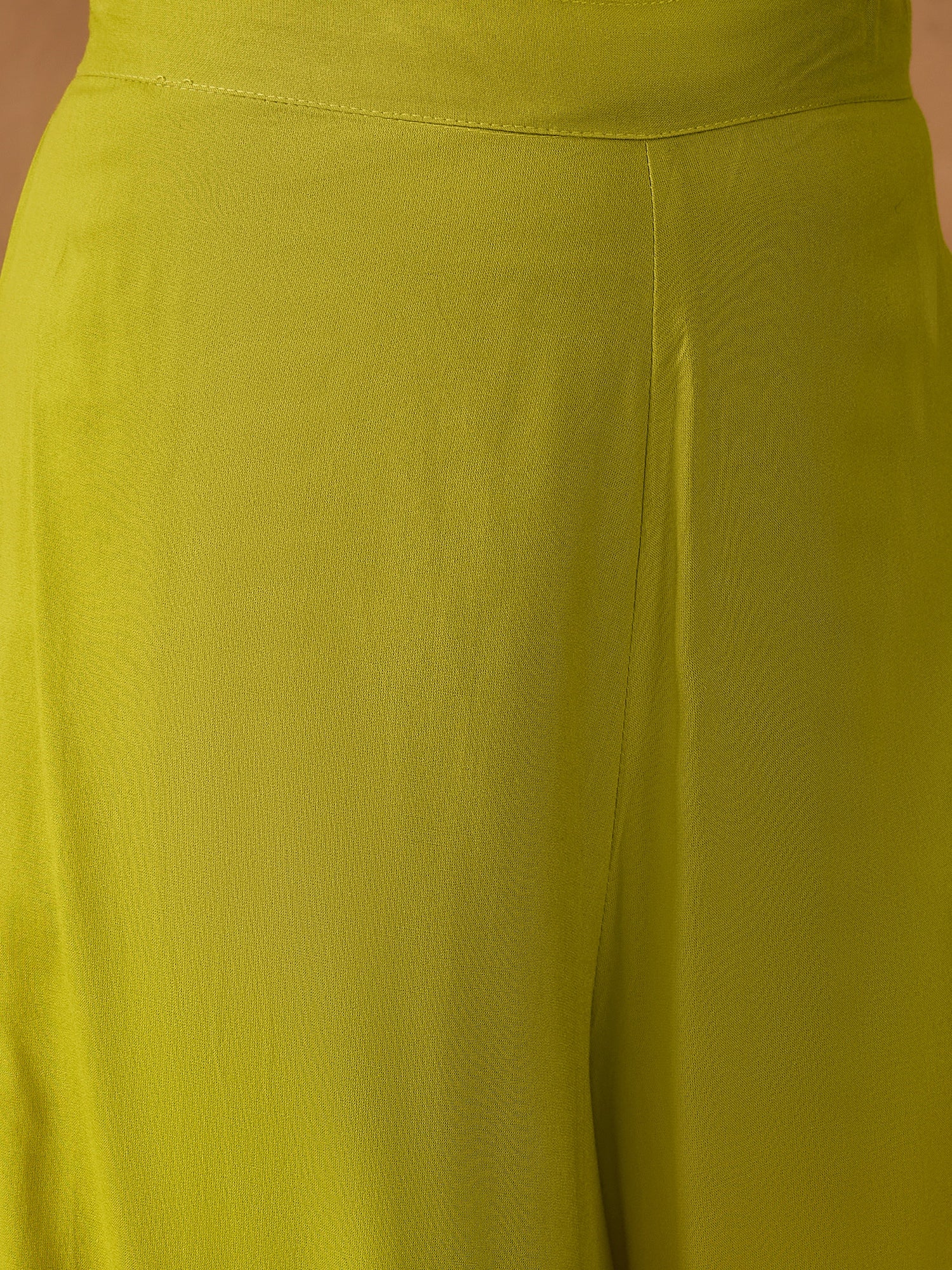 Lemon Yellow V Neck Flared Palazzo Set