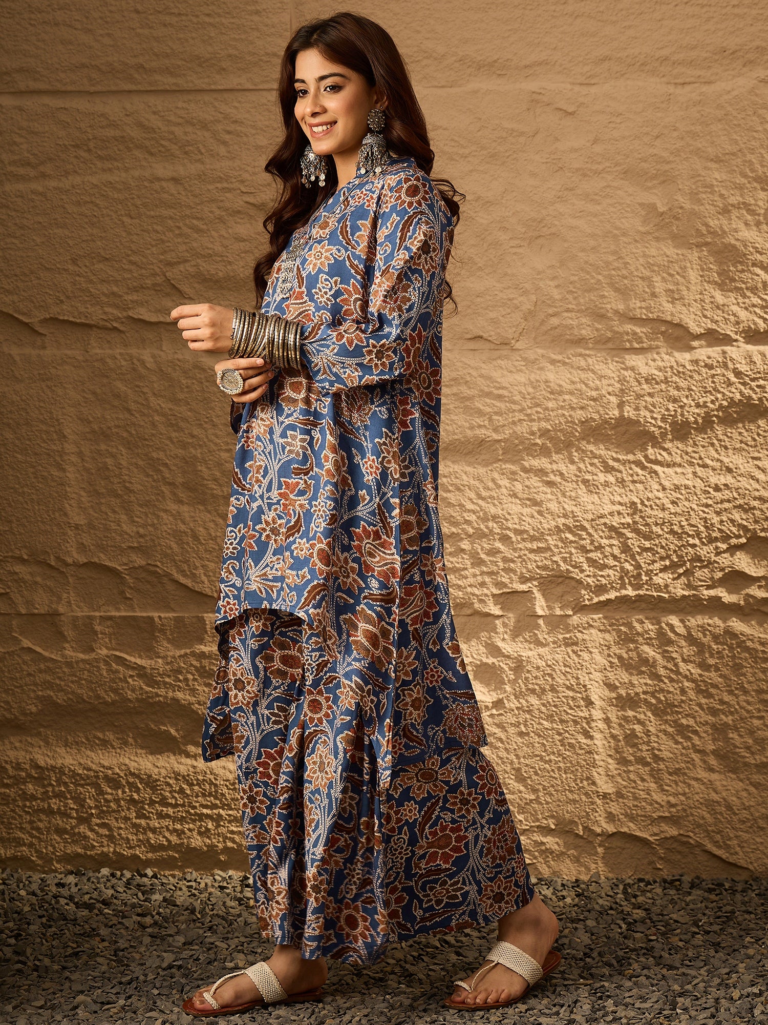 Indigo Big Jaal Mandarin Kurta Set