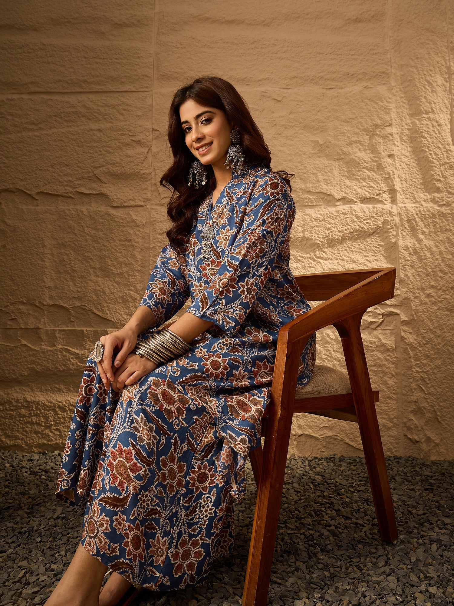 Indigo Big Jaal Mandarin Kurta Set