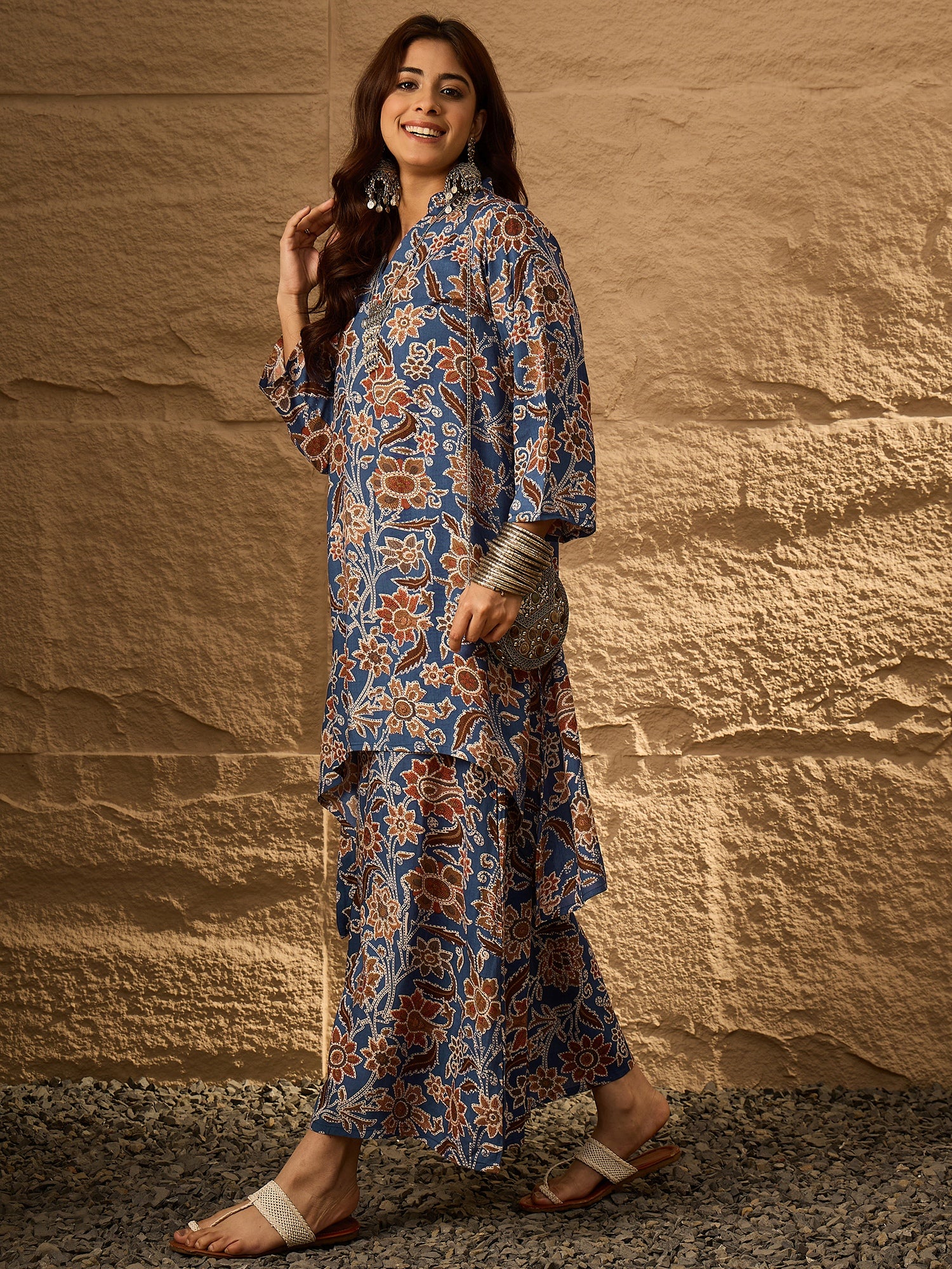 Indigo Big Jaal Mandarin Kurta Set