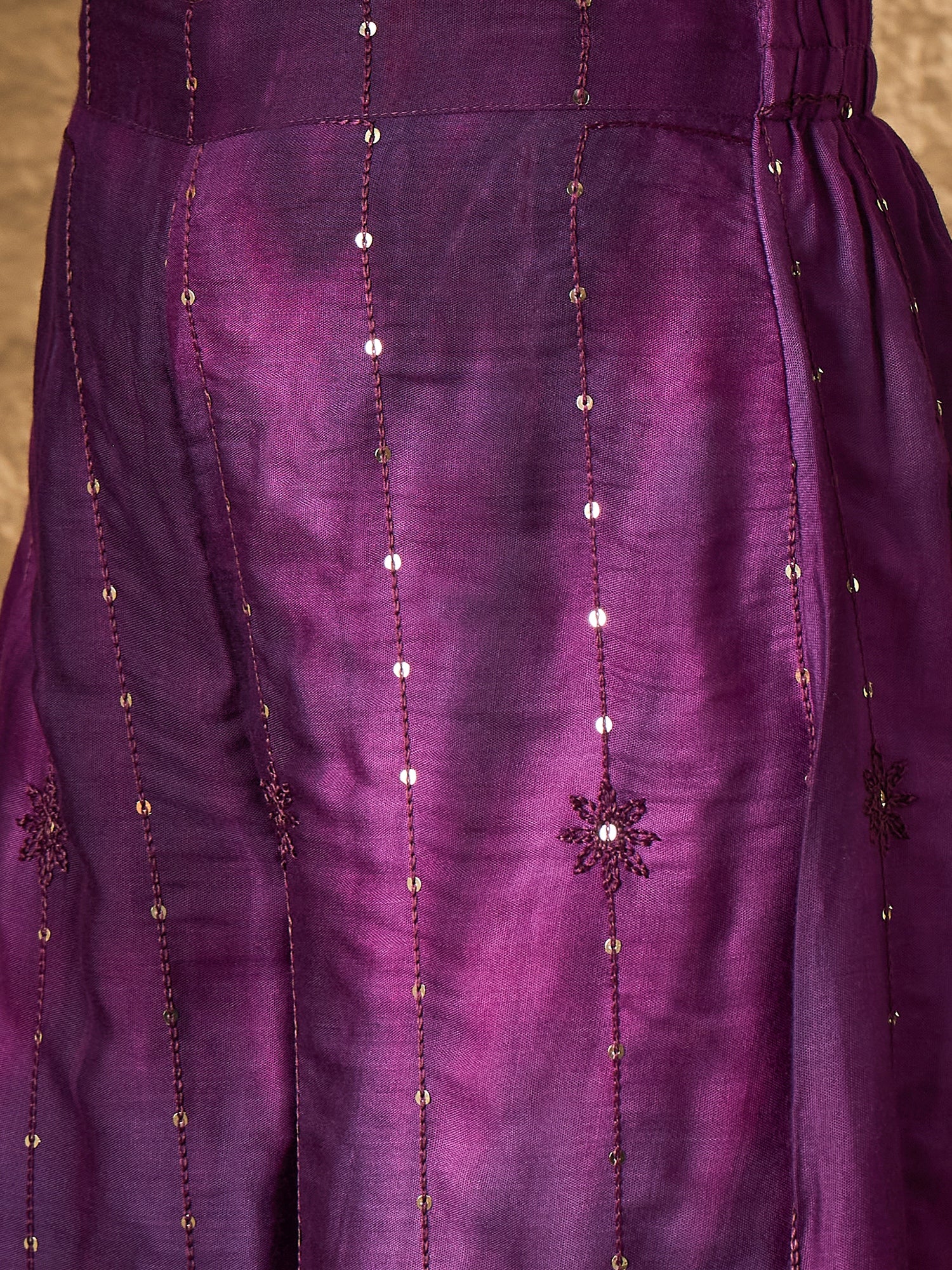 Dark Purple Tie & Dye Anarkali Kurta Set