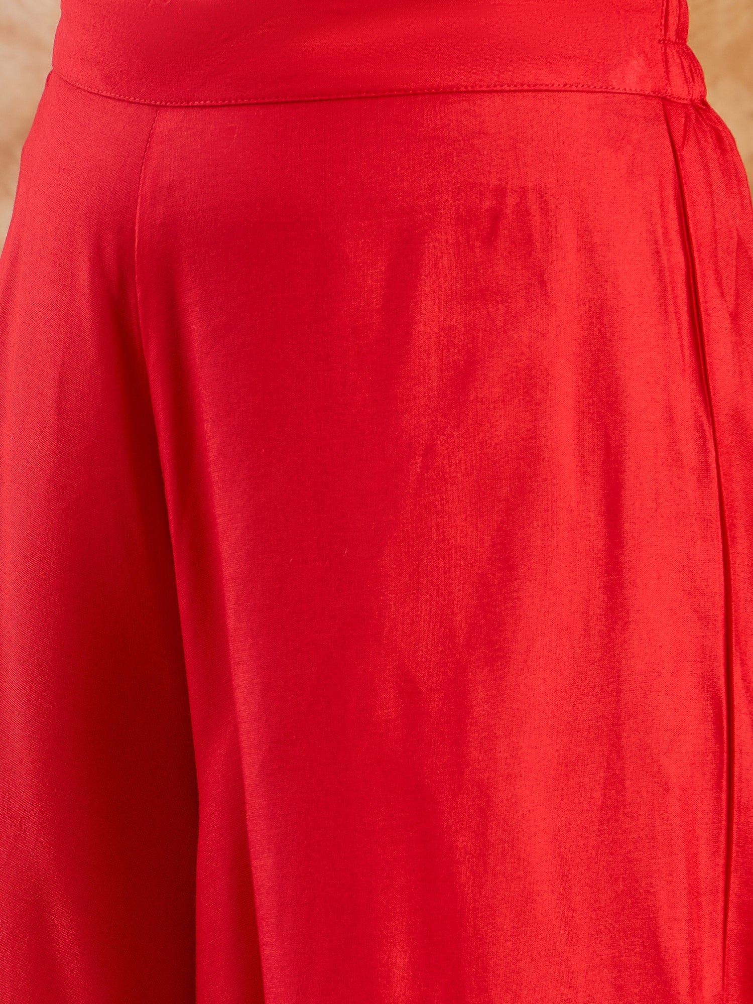 Red Collar Neck Kurta Set