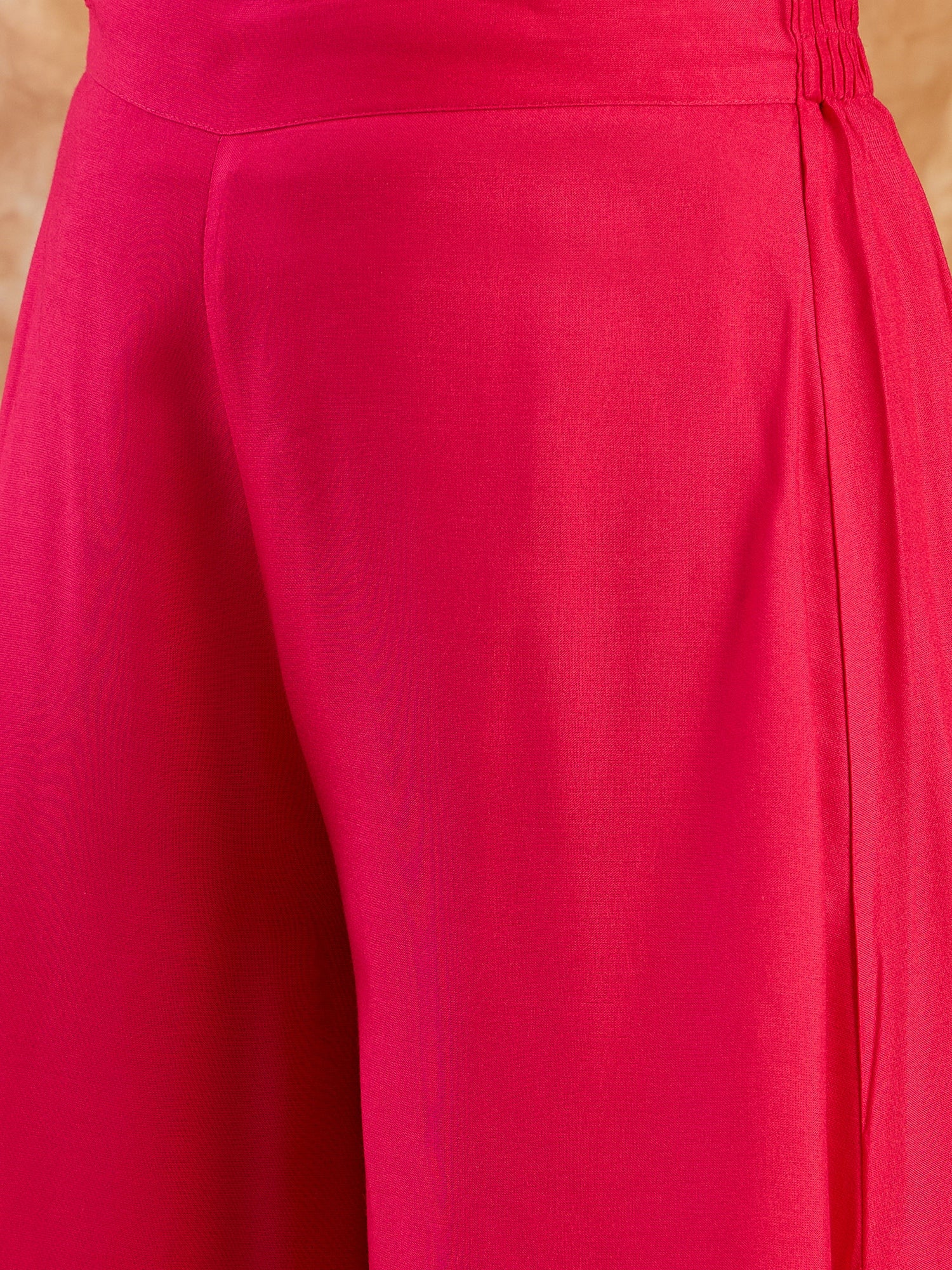 Fuchsia Collar Neck Kurta  Set