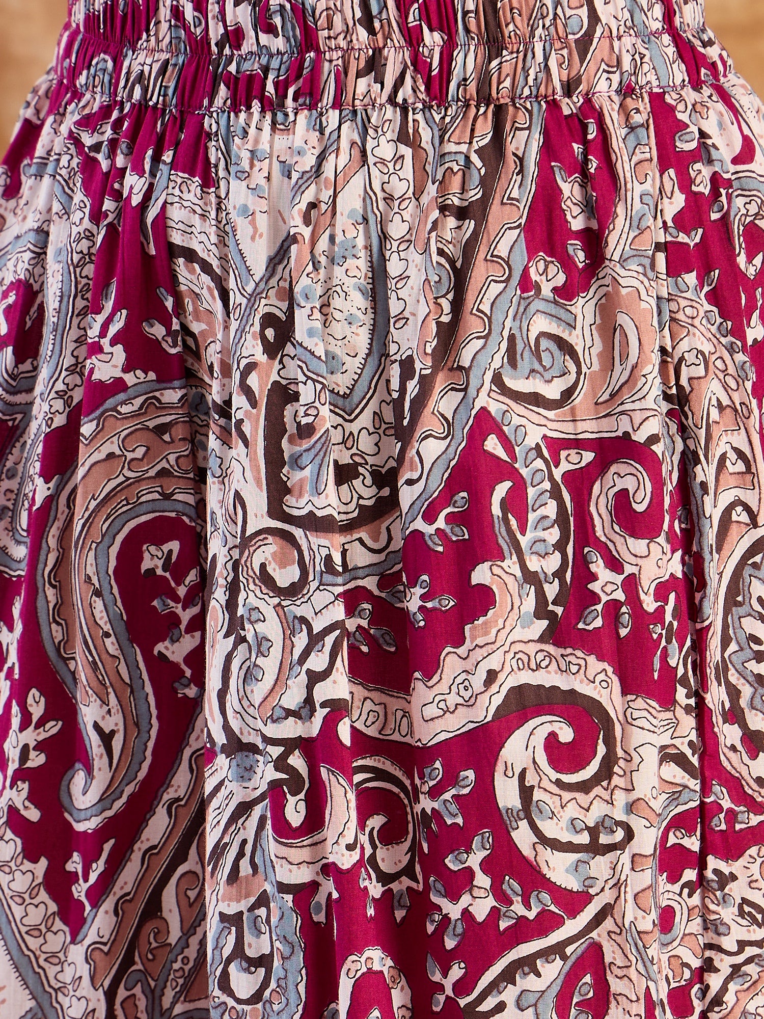 Wine Brown Paisley R Neck Kurta Set