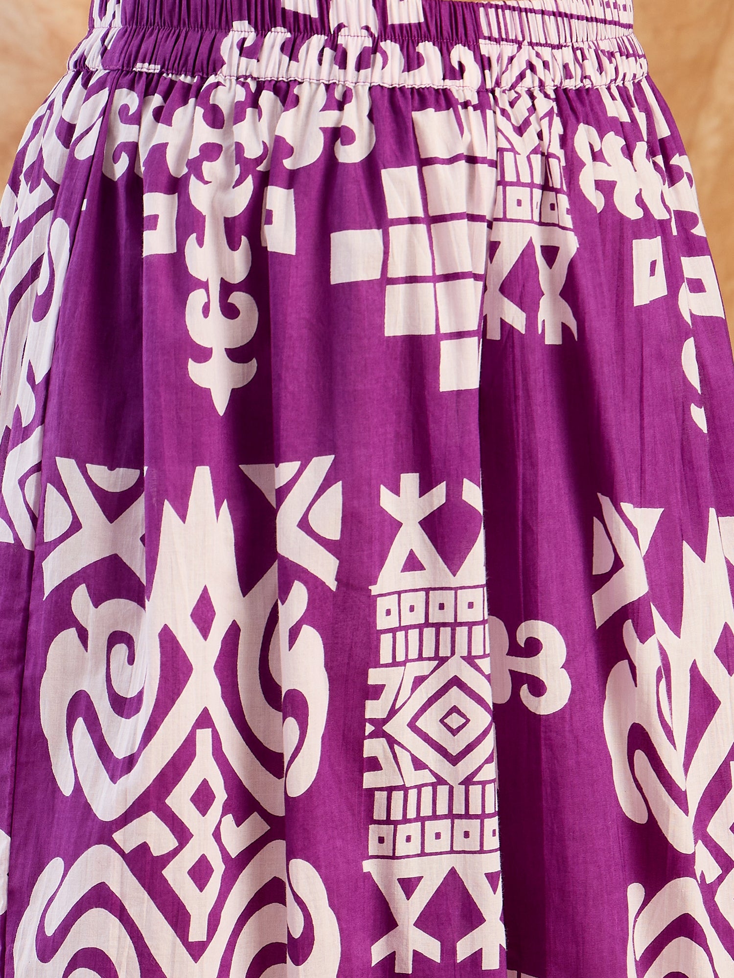 Purple White V Neck Neck Kurta Set