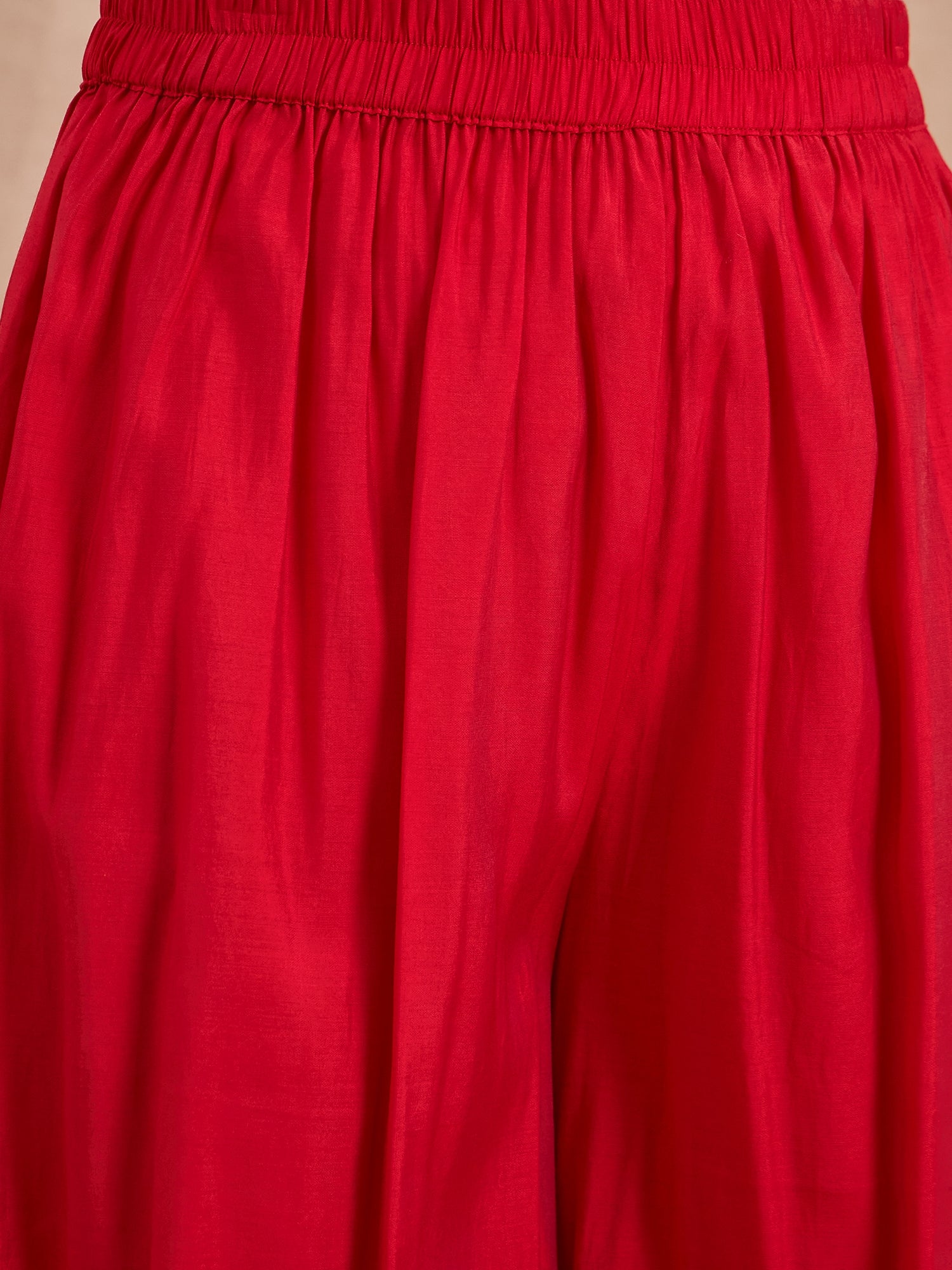 Red Silk Offshoulder Kurta Set