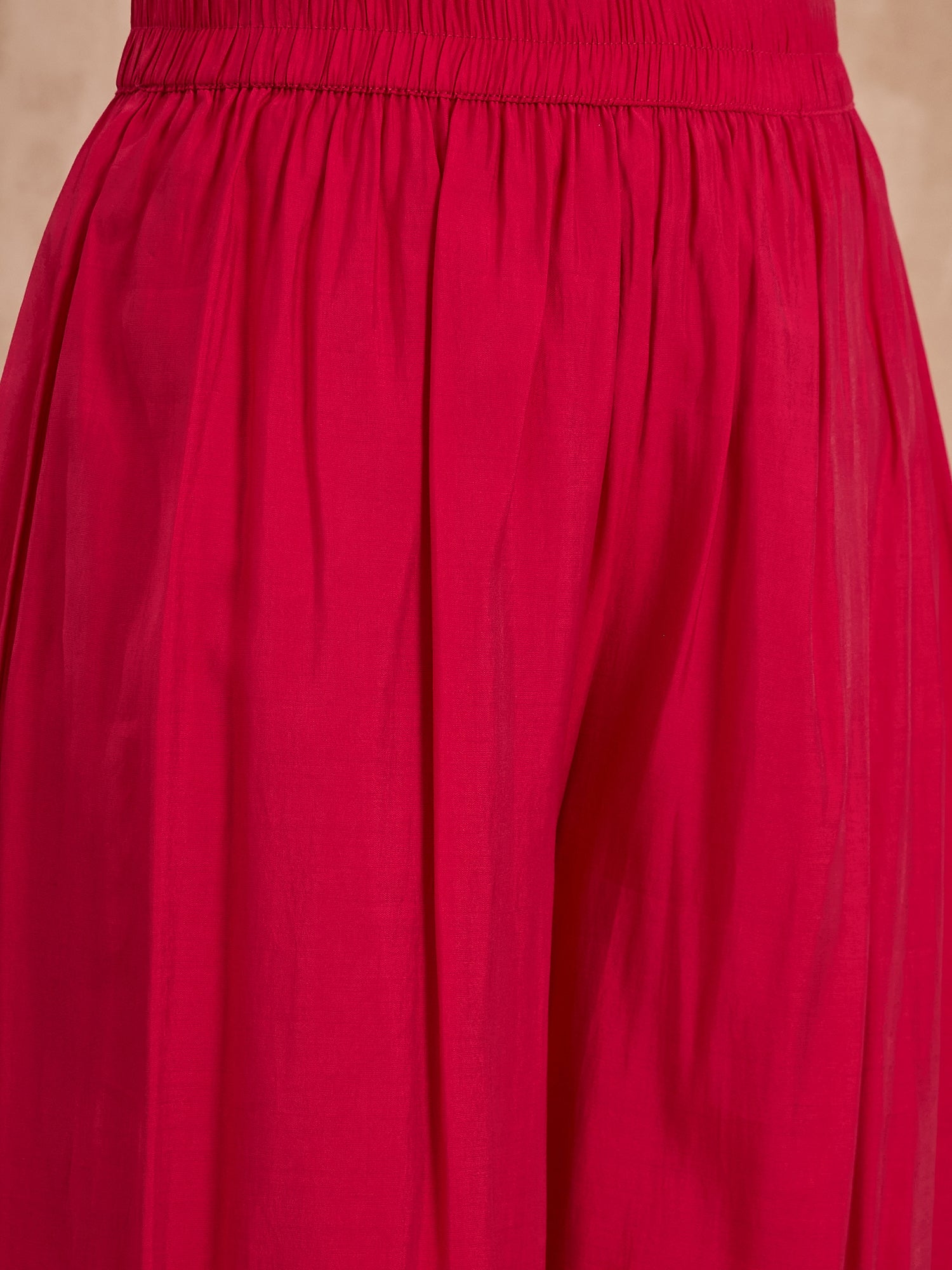 Rani Pink Silk Offshoulder Kurta Set