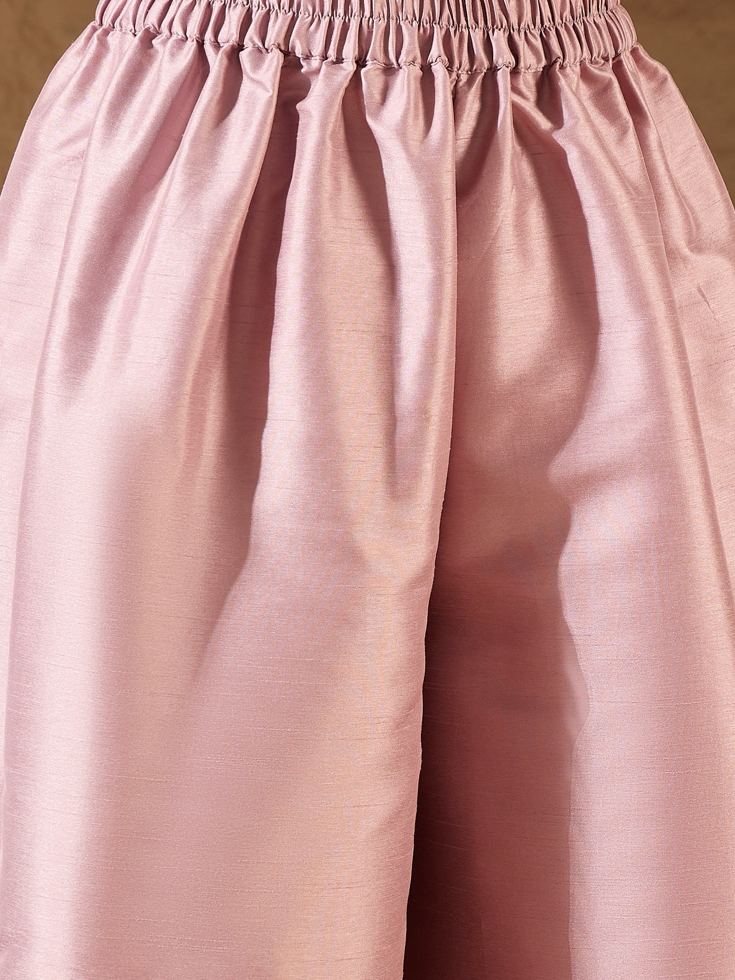 Blush Pink Silk V Neck Flared Kurta Set