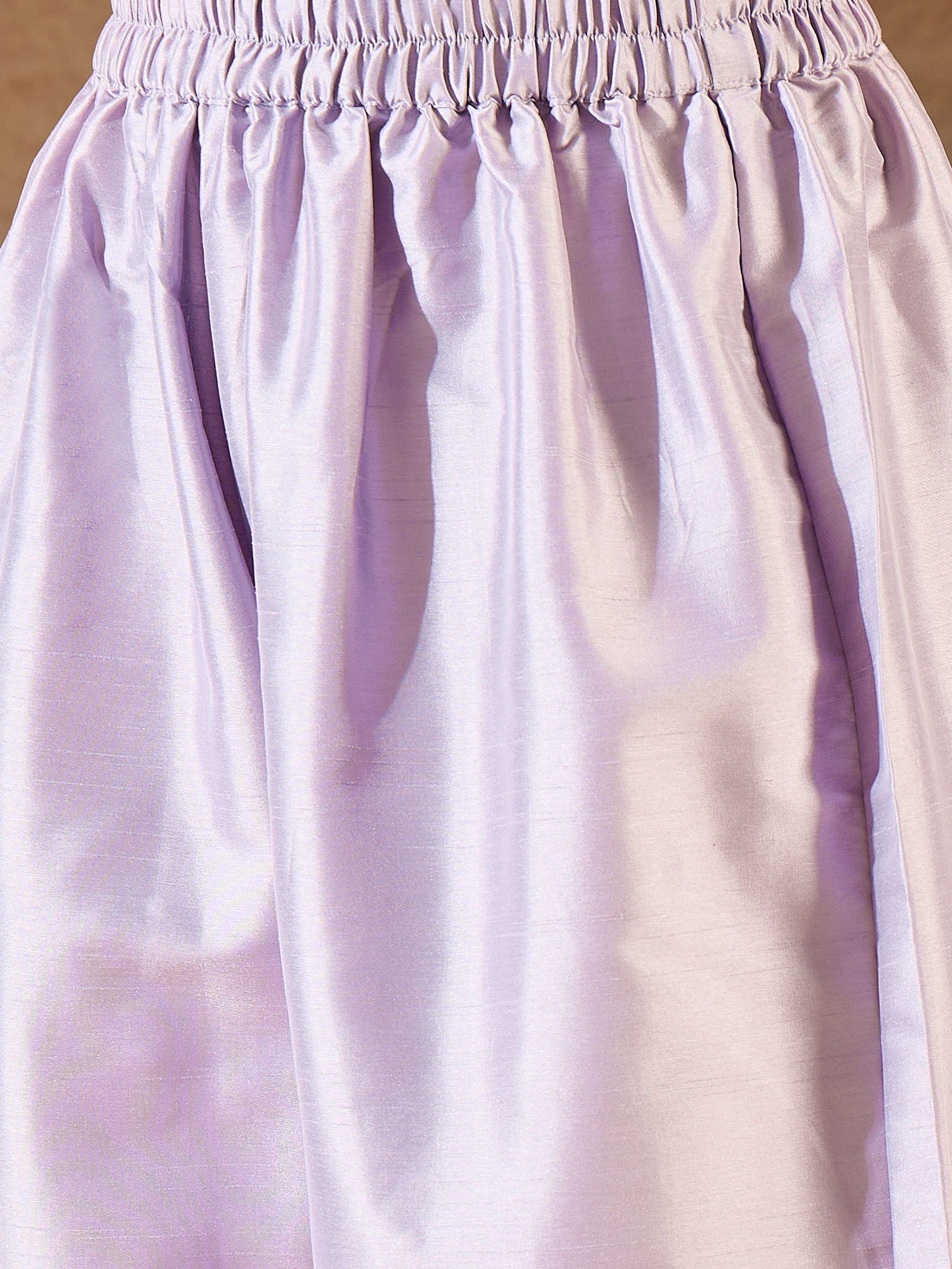 Light Mauve Silk V Neck Flared Kurta Set