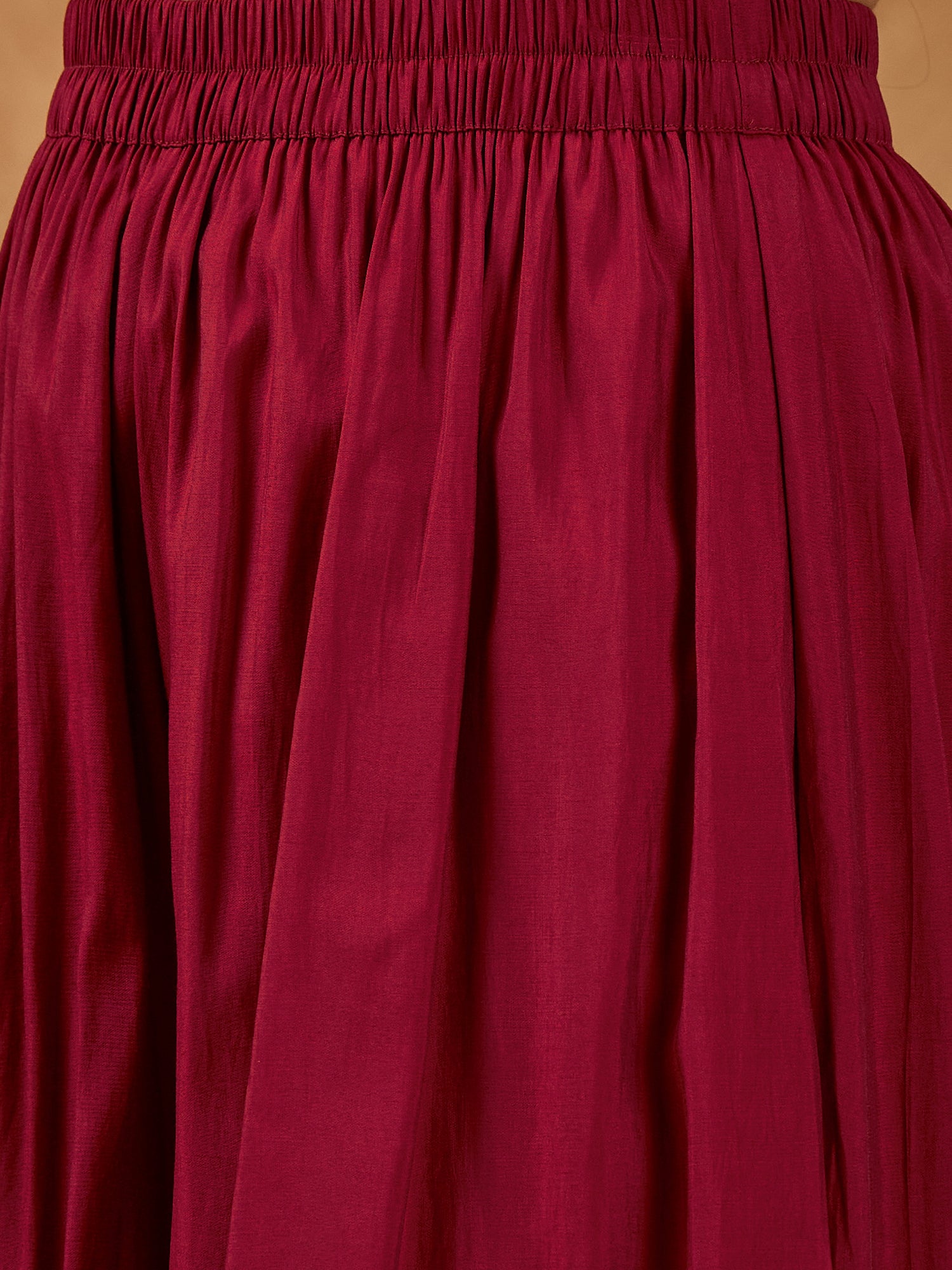 Barn Red Silk V Neck Kurta Set