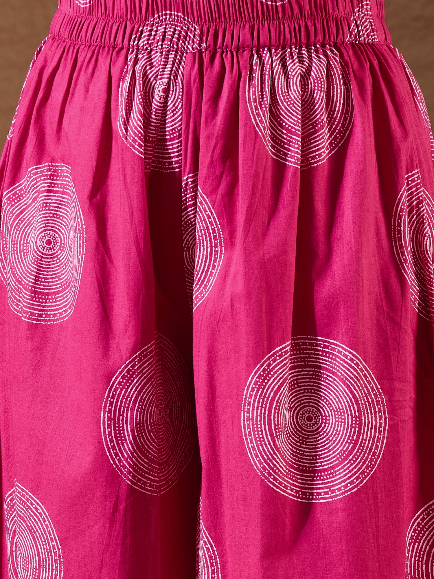 Fuchsia Circle V Neck Flared Kurta Set
