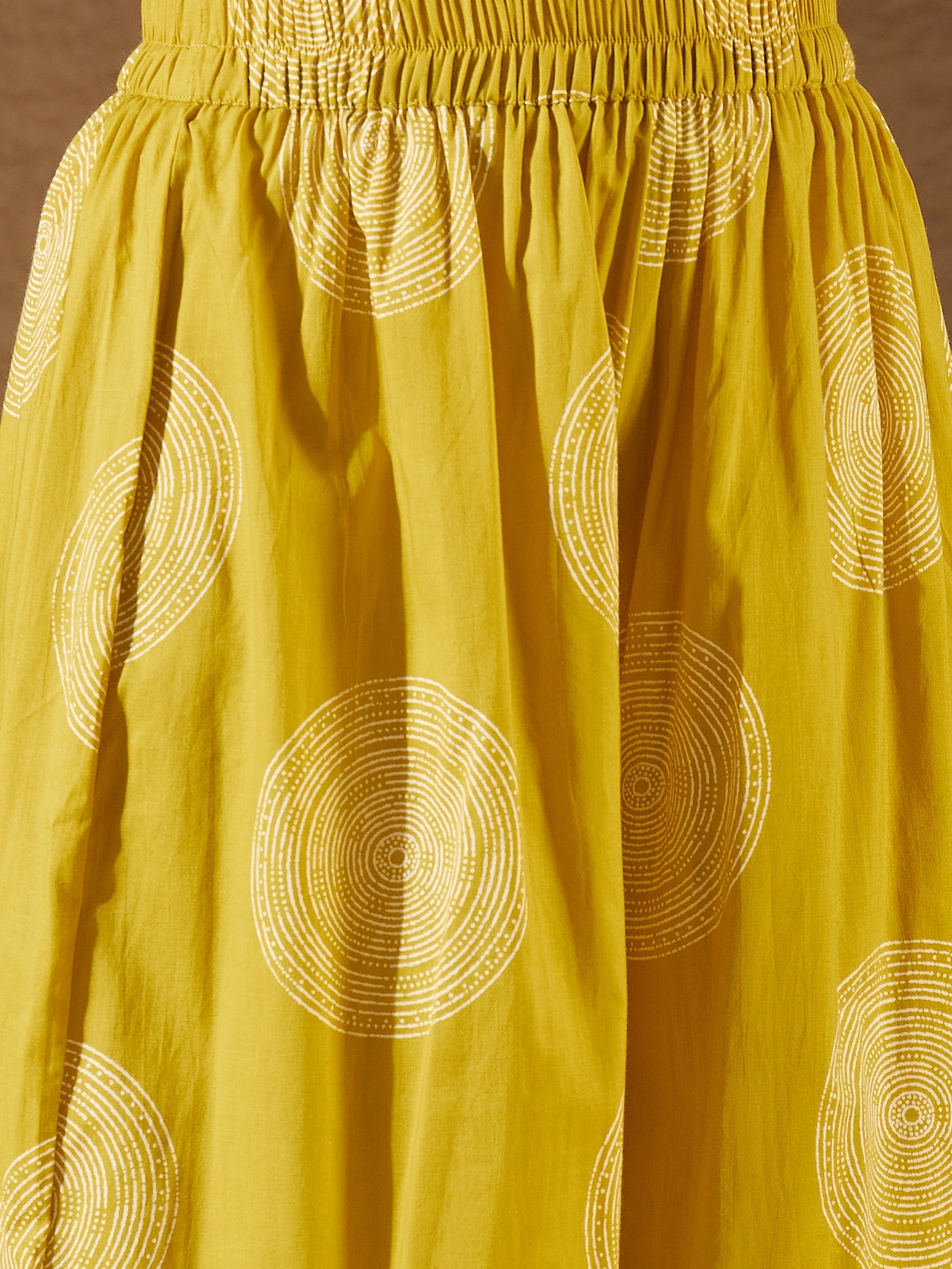 Yellow Circle Flared Kurta Set