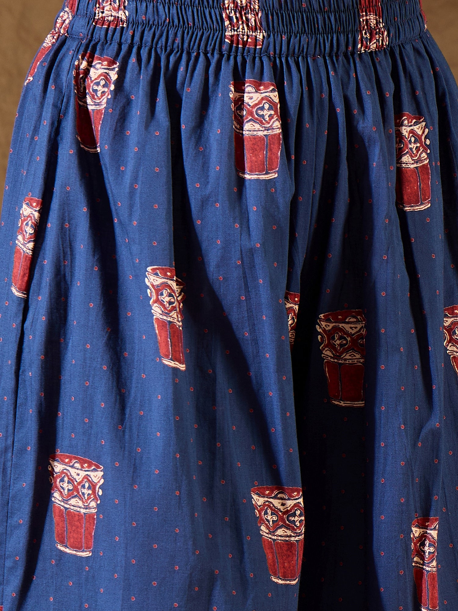 Blue Glass Print Long Sleeve Kurta Set