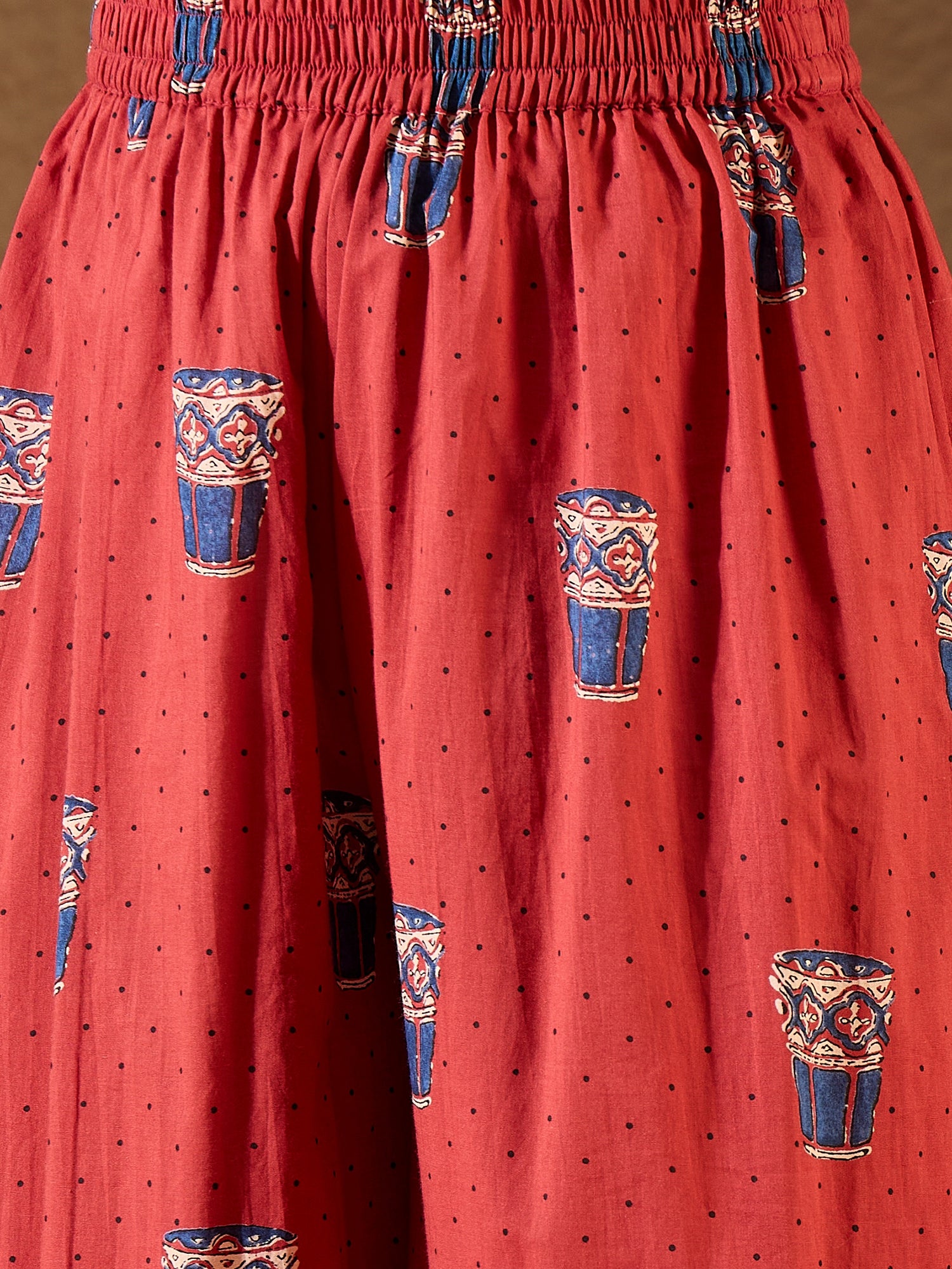 Rust Glass Print Long Sleeve Kurta Set